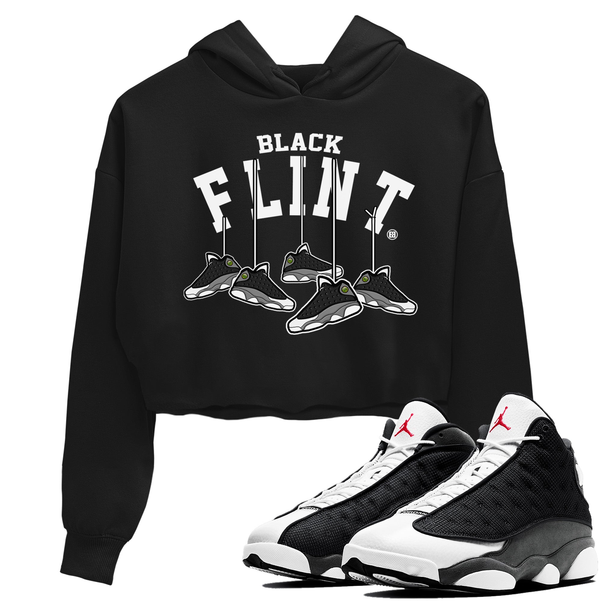 Air Jordan 13 Black Flint Sneaker Match Tees Hanging Sneakers Streetwear Sneaker Shirt Air Jordan 13 Retro Black Flint Sneaker Release Tees Women's Shirts Black 1
