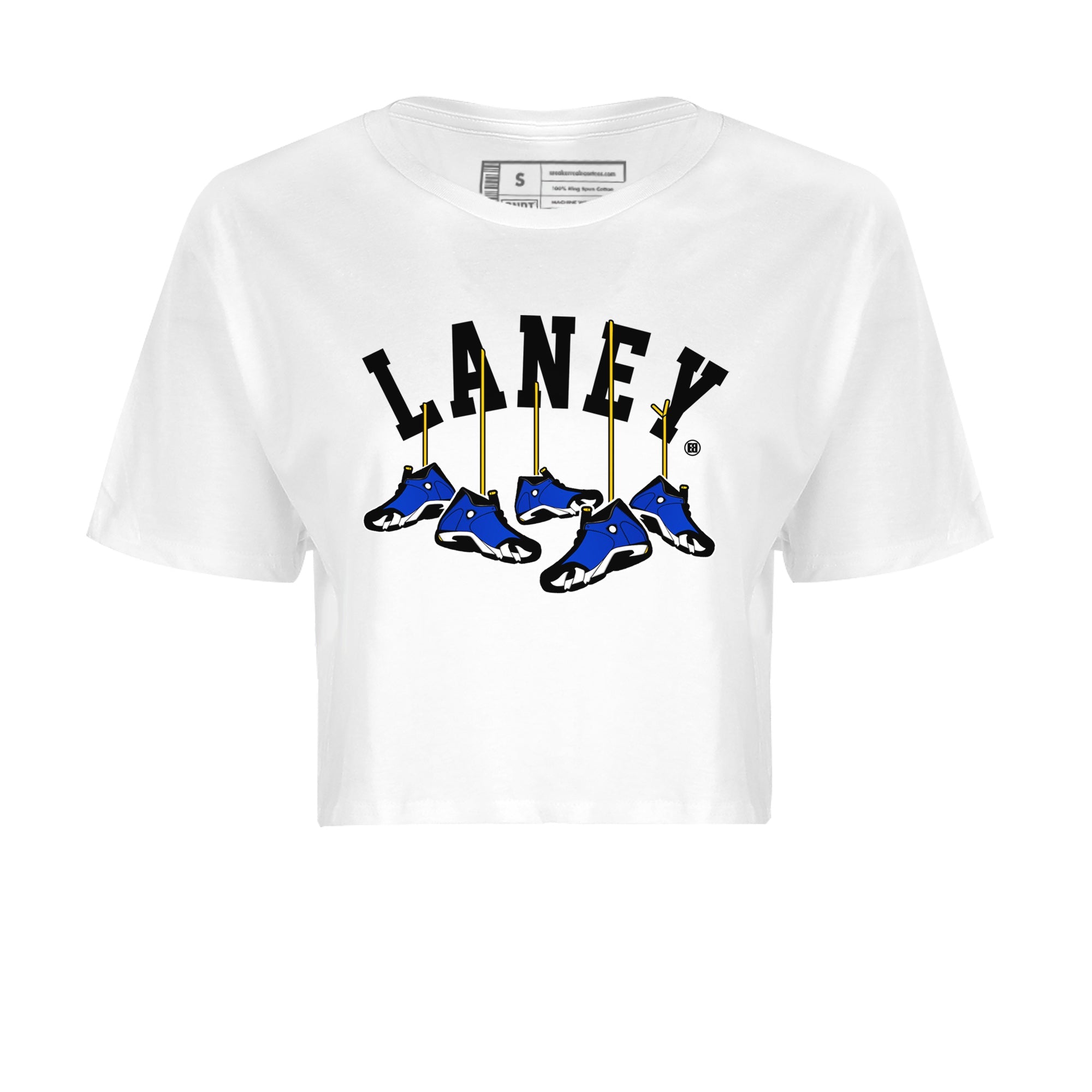 Air Jordan 14 Laney Sneaker Match Tees Hanging Sneakers Streetwear Sneaker Shirt Jordan 14 Laney Sneaker Release Tees Women's Shirts White 2