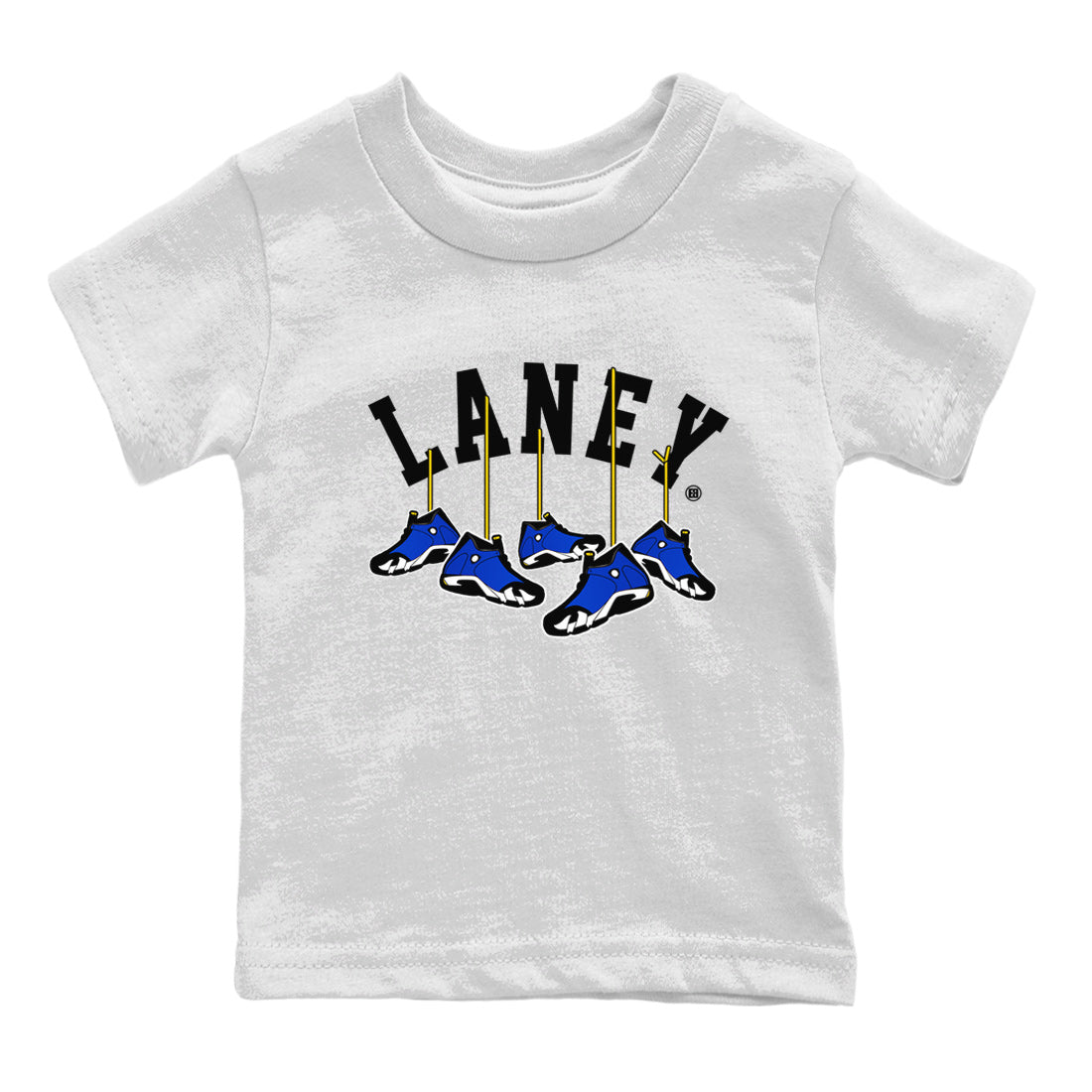 Air Jordan 14 Laney Sneaker Match Tees Hanging Sneakers Streetwear Sneaker Shirt Jordan 14 Laney Sneaker Release Tees Kids Shirts White 2