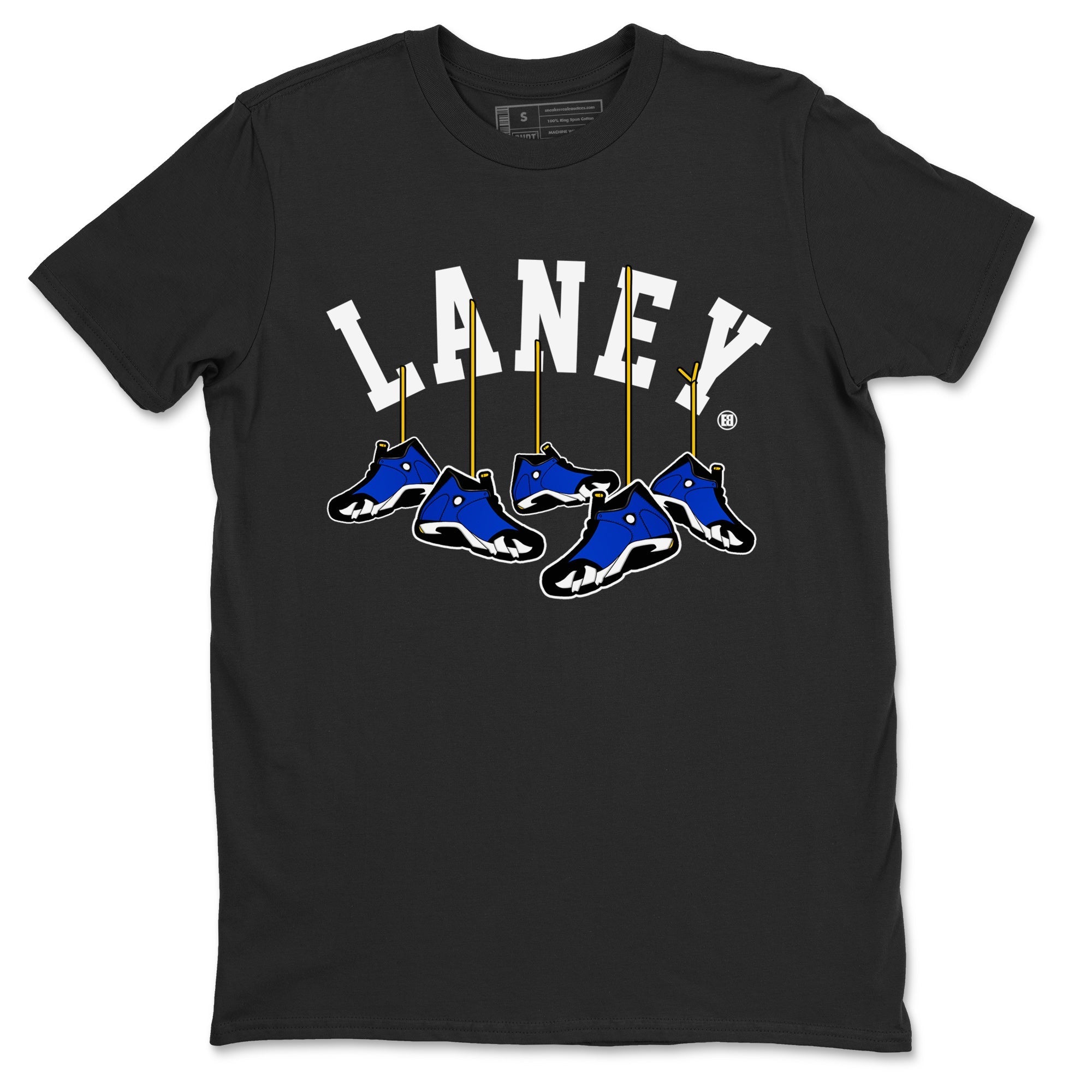 Air Jordan 14 Laney Sneaker Match Tees Hanging Sneakers Streetwear Sneaker Shirt Jordan 14 Laney Sneaker Release Tees Unisex Shirts Black 2