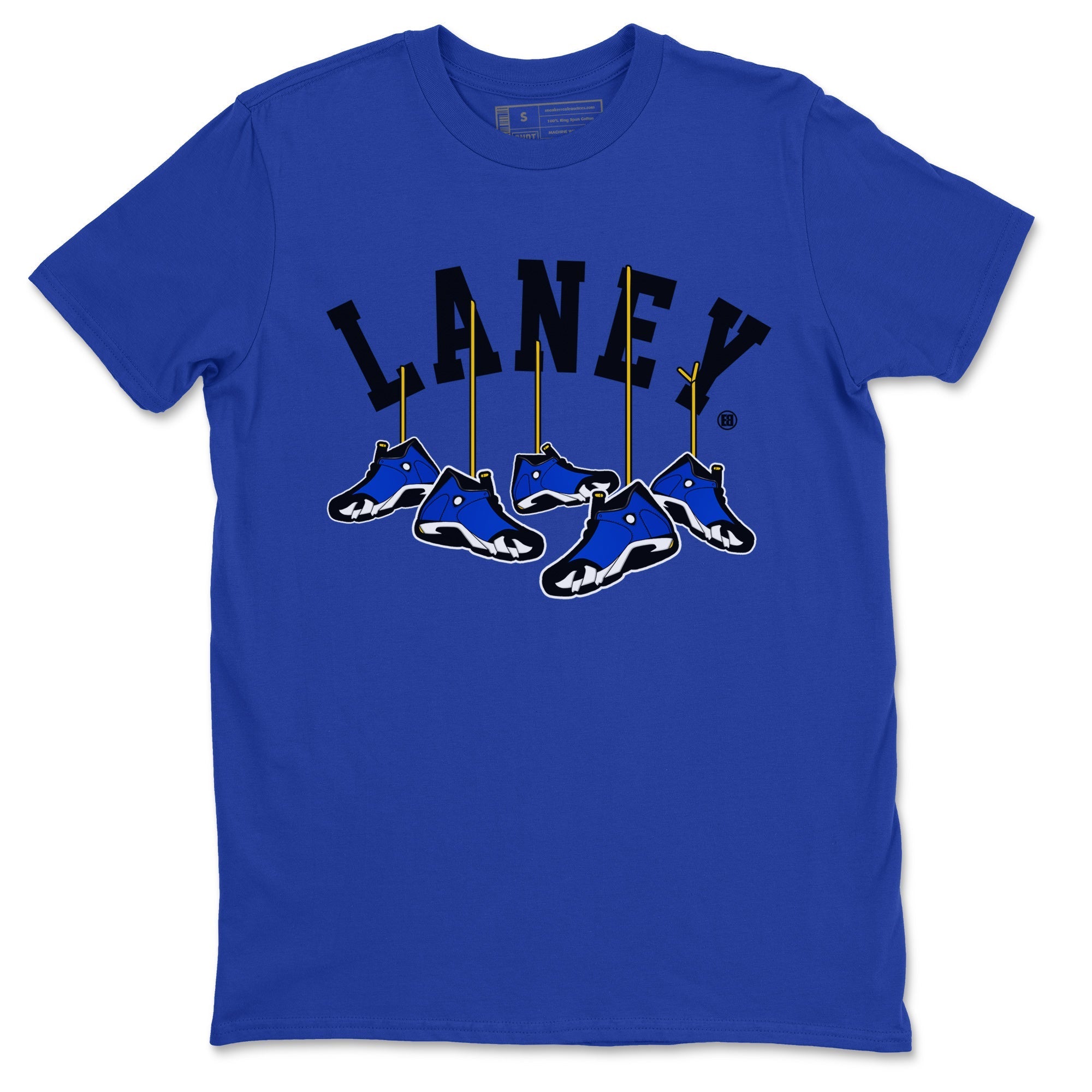 Air Jordan 14 Laney Sneaker Match Tees Hanging Sneakers Streetwear Sneaker Shirt Jordan 14 Laney Sneaker Release Tees Unisex Shirts Royal Blue 2