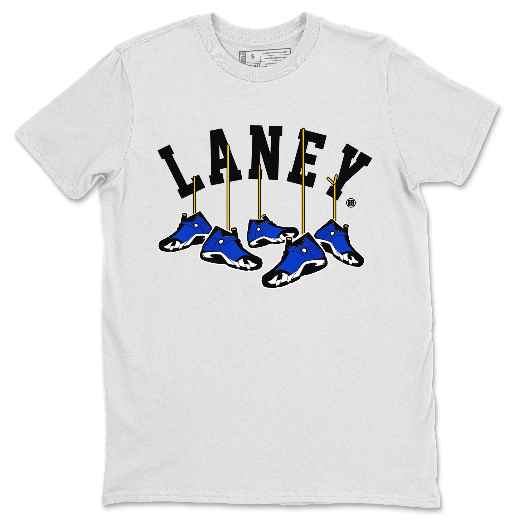 Air Jordan 14 Laney Sneaker Match Tees Hanging Sneakers Streetwear Sneaker Shirt Jordan 14 Laney Sneaker Release Tees Unisex Shirts White 2