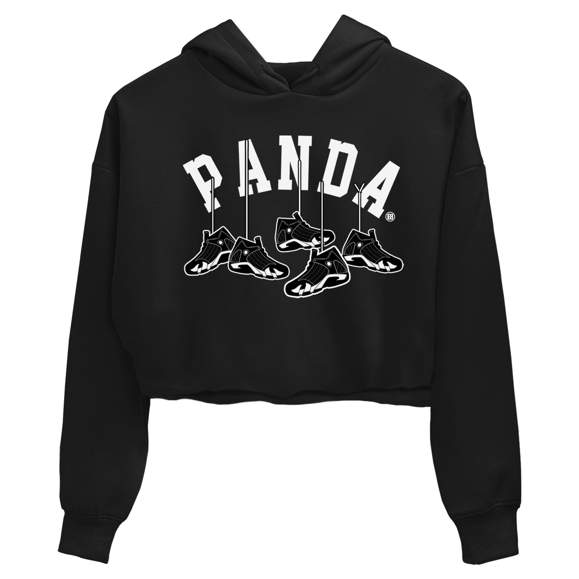 14s Panda shirt to match jordans Hanging Sneakers sneaker match tee Air Jordan 14 Panda AJ14 Black White Drip Gear Zone Black 2 women's crop tee