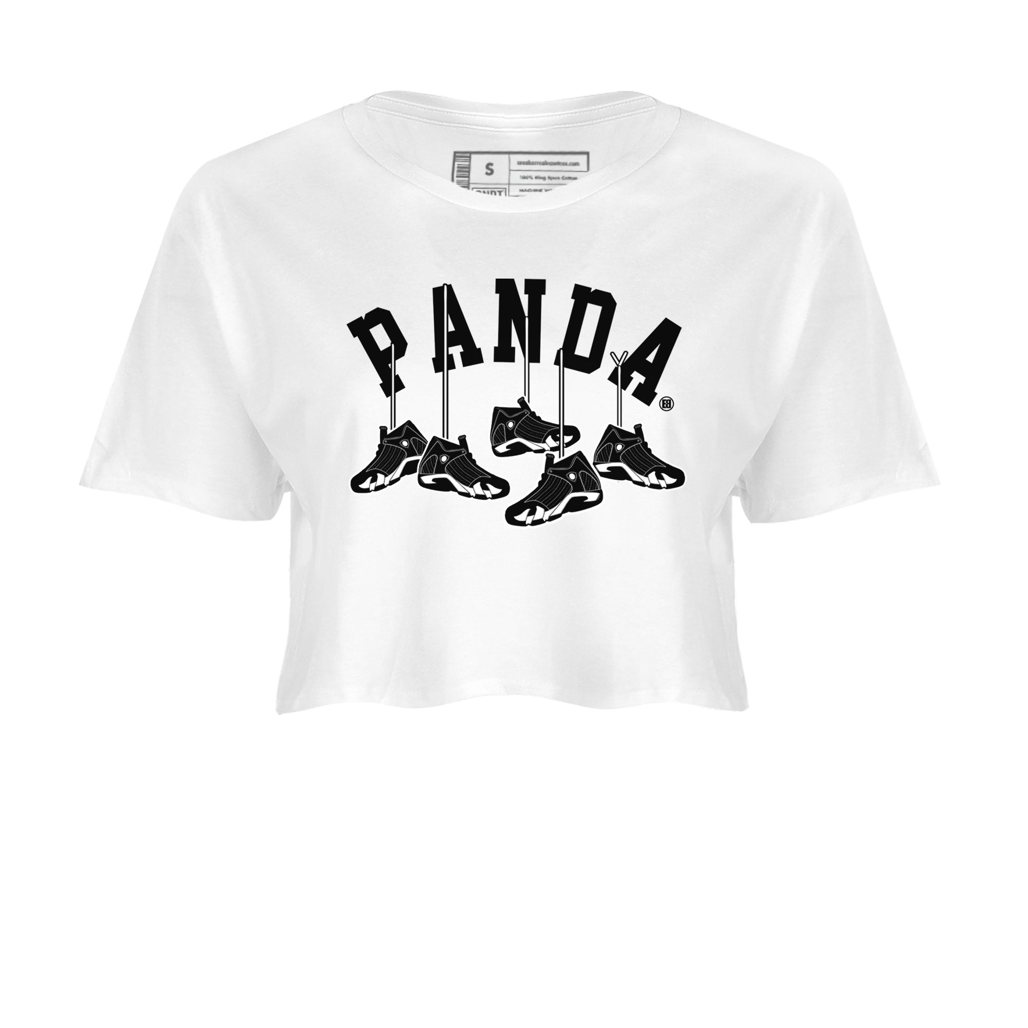 14s Panda shirt to match jordans Hanging Sneakers sneaker match tee Air Jordan 14 Panda AJ14 Black White Drip Gear Zone White 2 women's crop tee