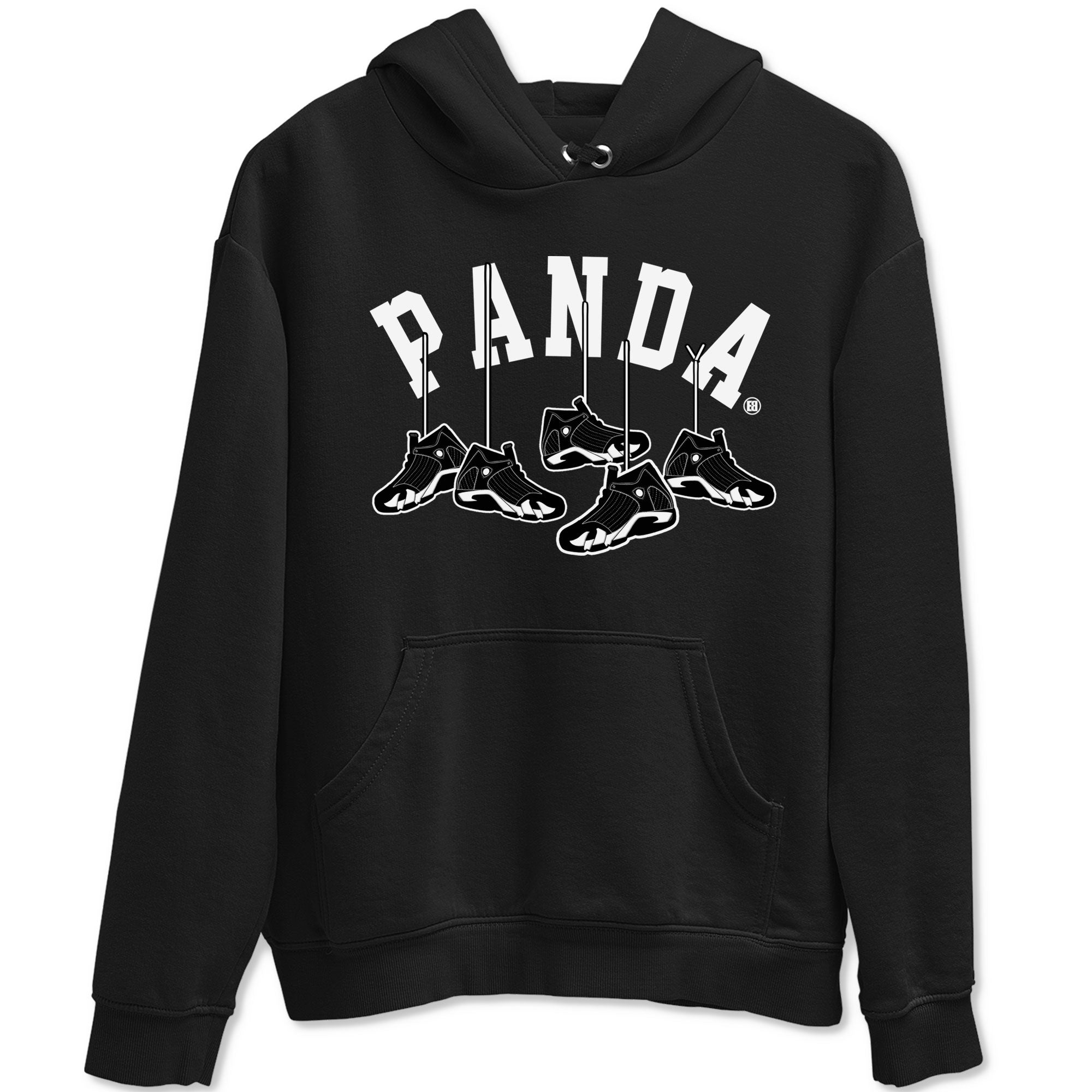 14s Panda shirt to match jordans Hanging Sneakers sneaker match tee Air Jordan 14 Panda AJ14 Black White Drip Gear Zone unisex cotton Black 2 crew neck shirt