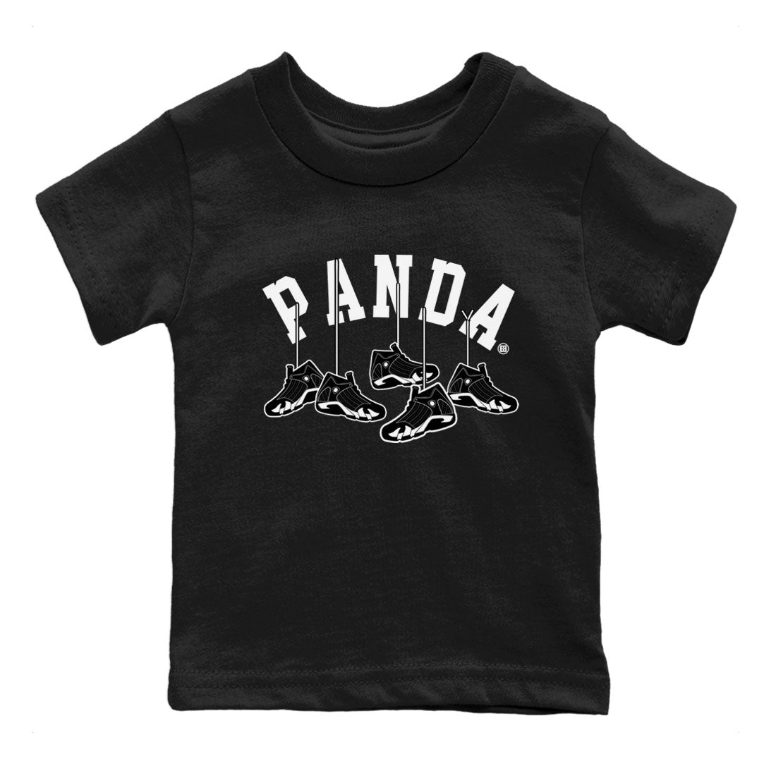 14s Panda shirt to match jordans Hanging Sneakers sneaker match tee Air Jordan 14 Panda AJ14 Black White Drip Gear Zone baby toddler Black 2 cotton Shirt