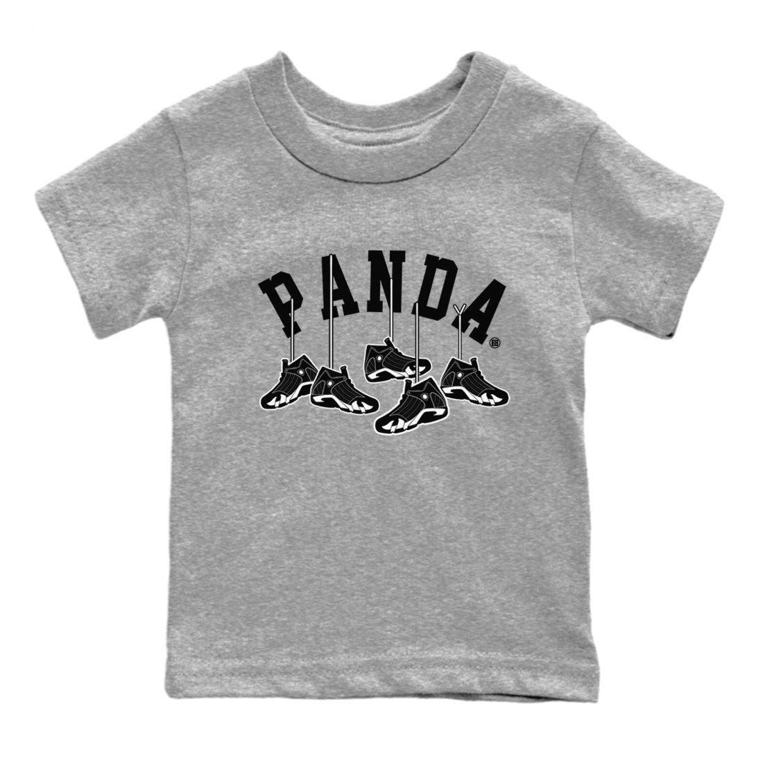 14s Panda shirt to match jordans Hanging Sneakers sneaker match tee Air Jordan 14 Panda AJ14 Black White Drip Gear Zone baby toddler Heather Grey 2 cotton Shirt