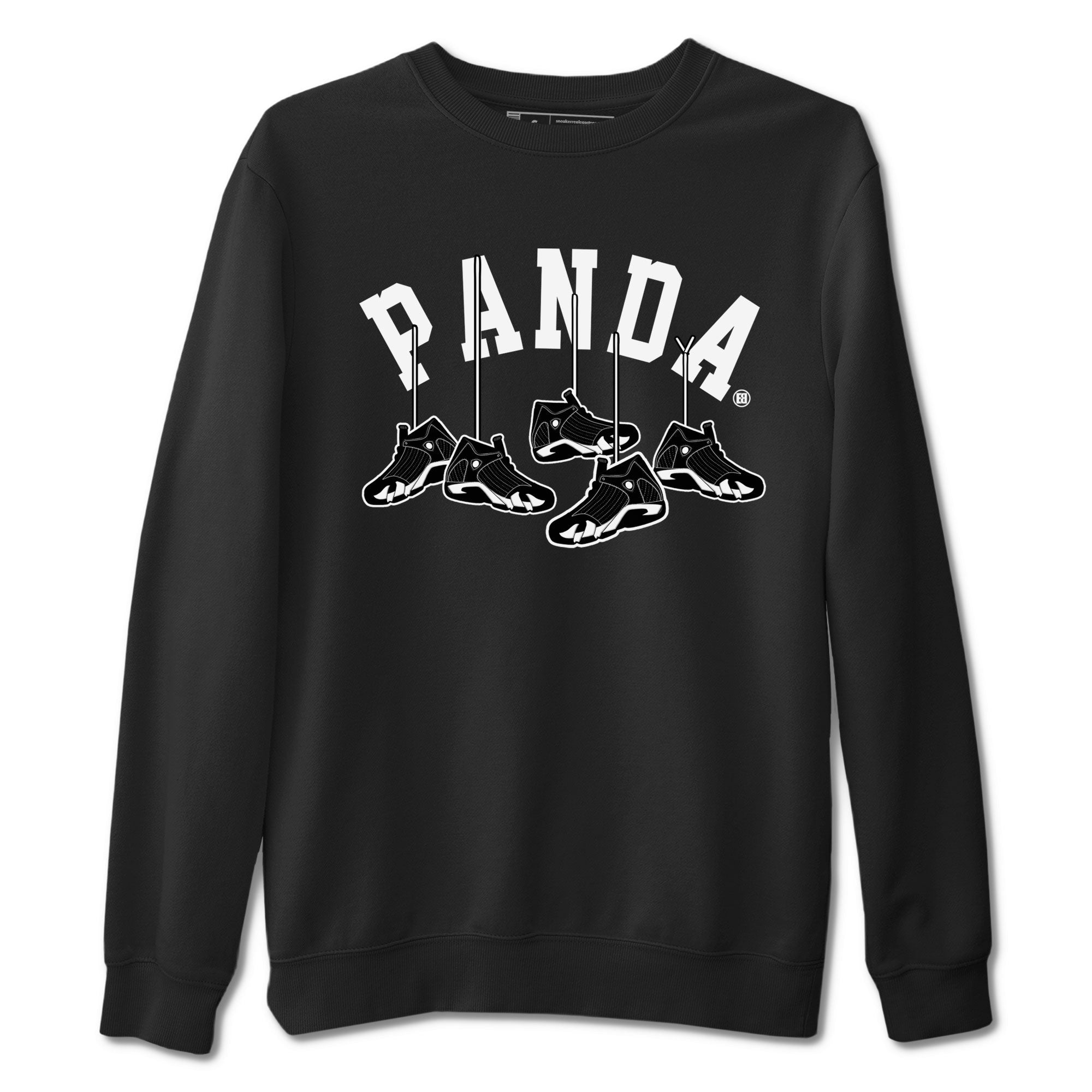 14s Panda shirt to match jordans Hanging Sneakers sneaker match tee Air Jordan 14 Panda AJ14 Black White Drip Gear Zone unisex cotton Black 2 crew neck shirt