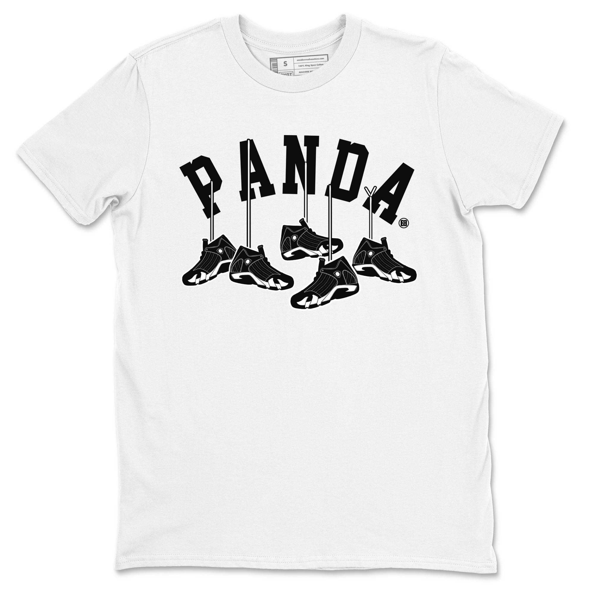 14s Panda shirt to match jordans Hanging Sneakers sneaker match tee Air Jordan 14 Panda AJ14 Black White Drip Gear Zone unisex cotton White 2 crew neck shirt