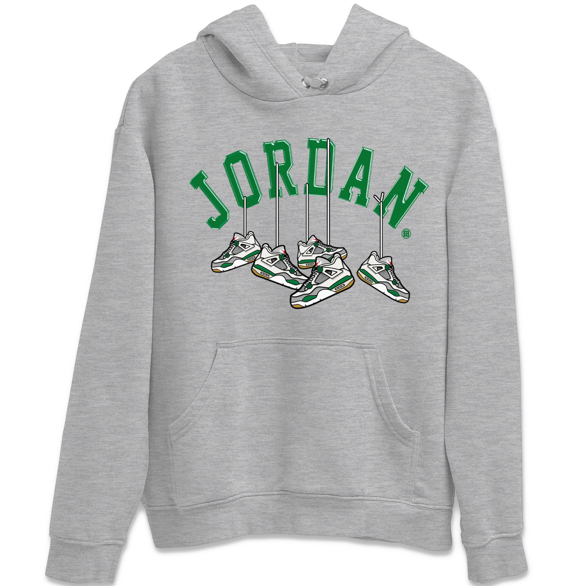 Air Jordan 4 Pine Green Sneaker Match Tees Hanging Sneakers Streetwear Sneaker Shirt Jordan Retro 4 Pine Green Sneaker Release Tees Unisex Shirts Heather Grey 2