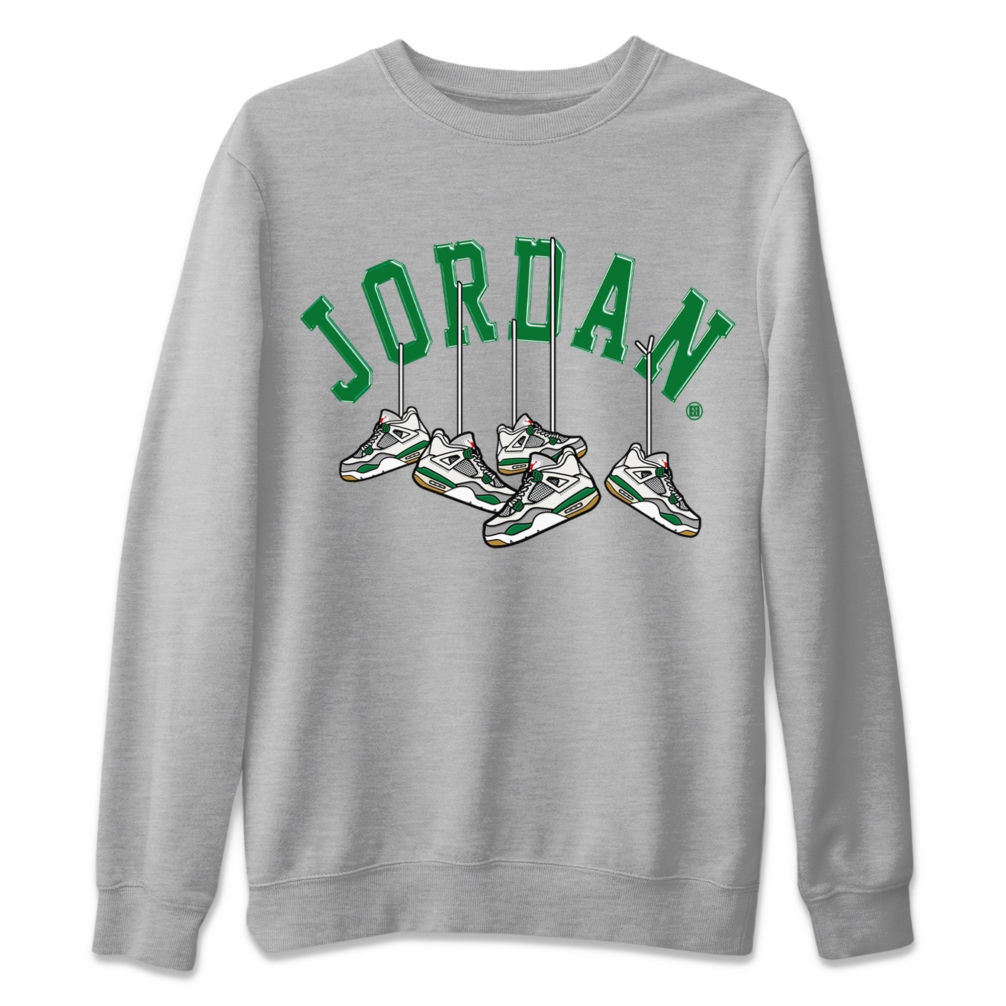 Air Jordan 4 Pine Green Sneaker Match Tees Hanging Sneakers Streetwear Sneaker Shirt Jordan Retro 4 Pine Green Sneaker Release Tees Unisex Shirts Heather Grey 2
