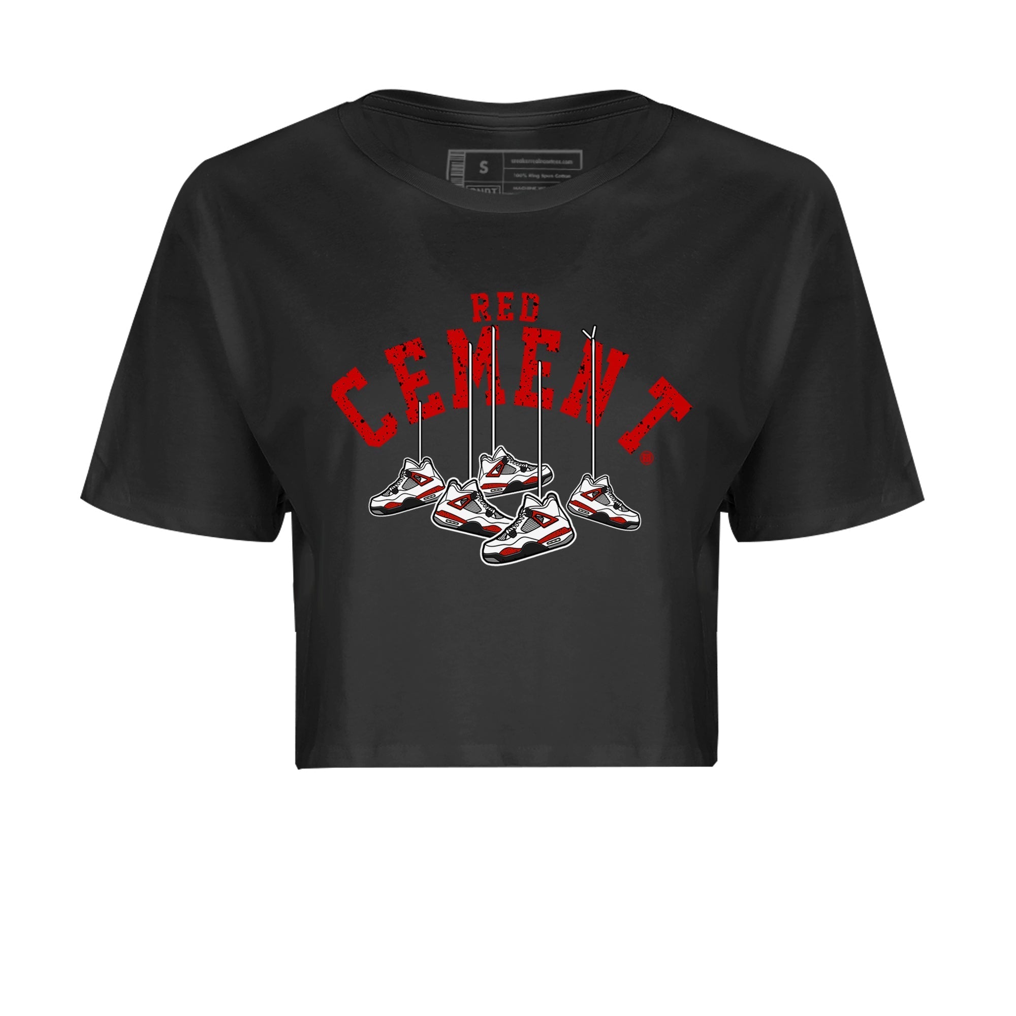 Air Jordan 4 Red Cement Sneaker Match Tees Cherry Hanging Sneakers Streetwear Sneaker Shirt Air Jordan 4 Red Cement Sneaker Release Tees Women's Shirts Black 2