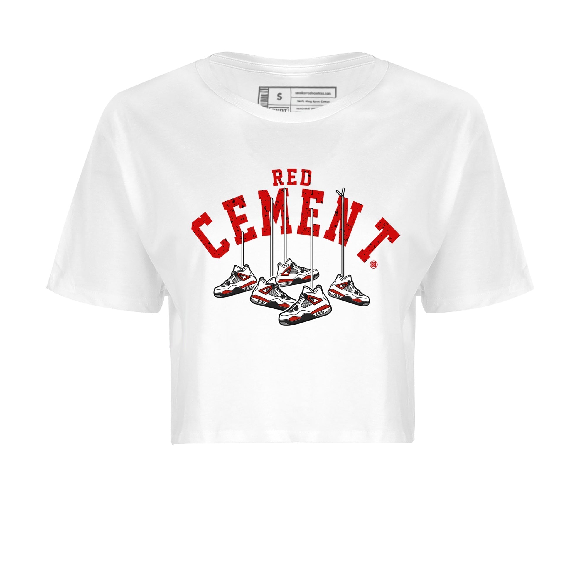 Air Jordan 4 Red Cement Sneaker Match Tees Cherry Hanging Sneakers Streetwear Sneaker Shirt Air Jordan 4 Red Cement Sneaker Release Tees Women's Shirts White 2