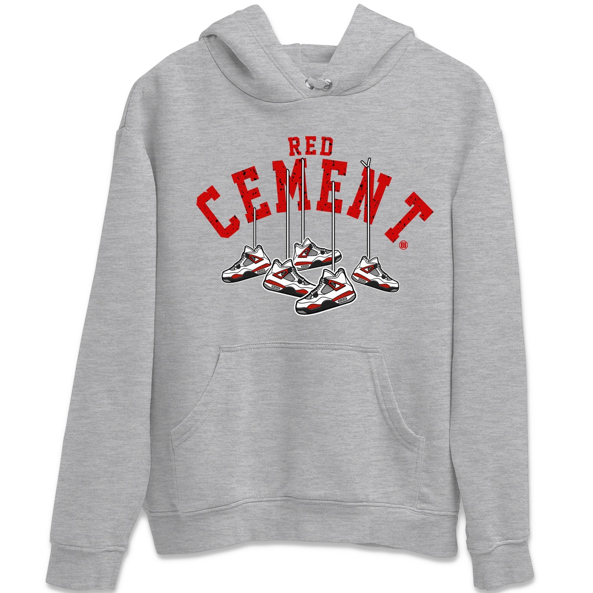 Air Jordan 4 Red Cement Sneaker Match Tees Cherry Hanging Sneakers Streetwear Sneaker Shirt Air Jordan 4 Red Cement Sneaker Release Tees Unisex Shirts Heather Grey 2