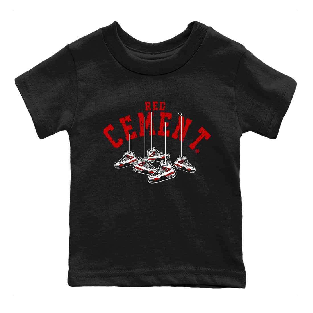 Air Jordan 4 Red Cement Sneaker Match Tees Cherry Hanging Sneakers Streetwear Sneaker Shirt Air Jordan 4 Red Cement Sneaker Release Tees Kids Shirts Black 2