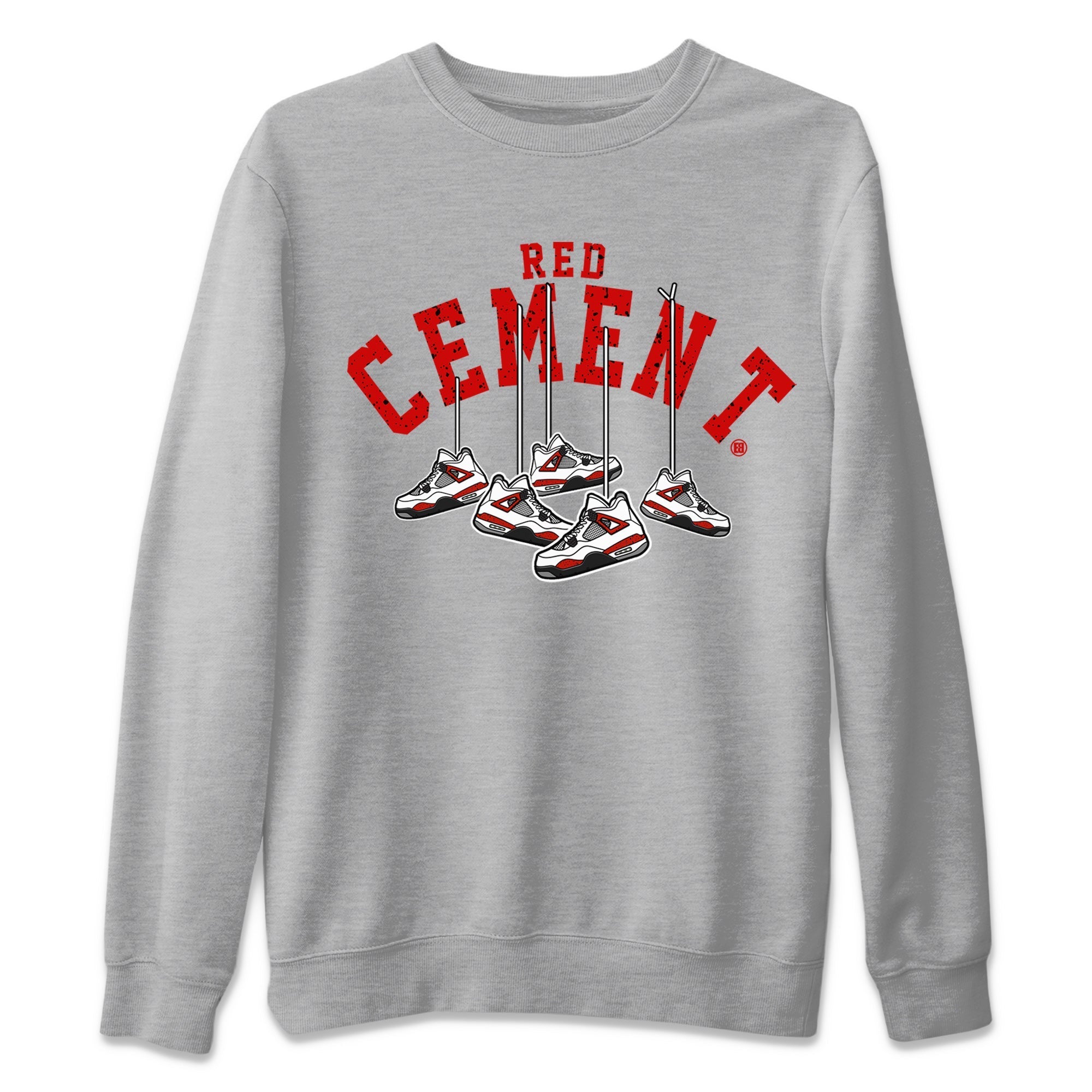 Air Jordan 4 Red Cement Sneaker Match Tees Cherry Hanging Sneakers Streetwear Sneaker Shirt Air Jordan 4 Red Cement Sneaker Release Tees Unisex Shirts Heather Grey 2