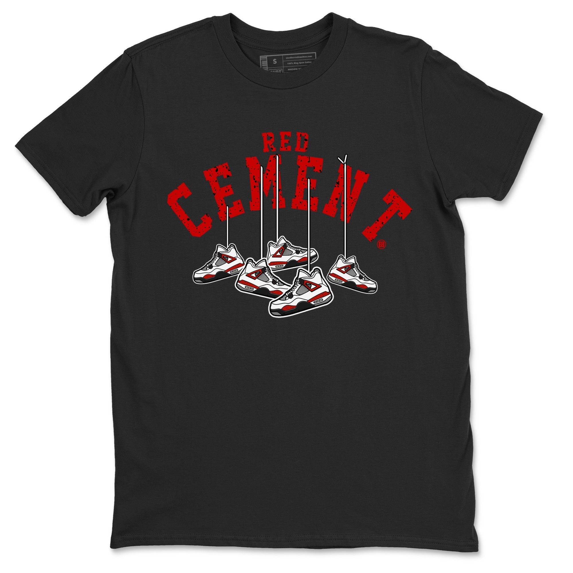Air Jordan 4 Red Cement Sneaker Match Tees Cherry Hanging Sneakers Streetwear Sneaker Shirt Air Jordan 4 Red Cement Sneaker Release Tees Unisex Shirts Black 2