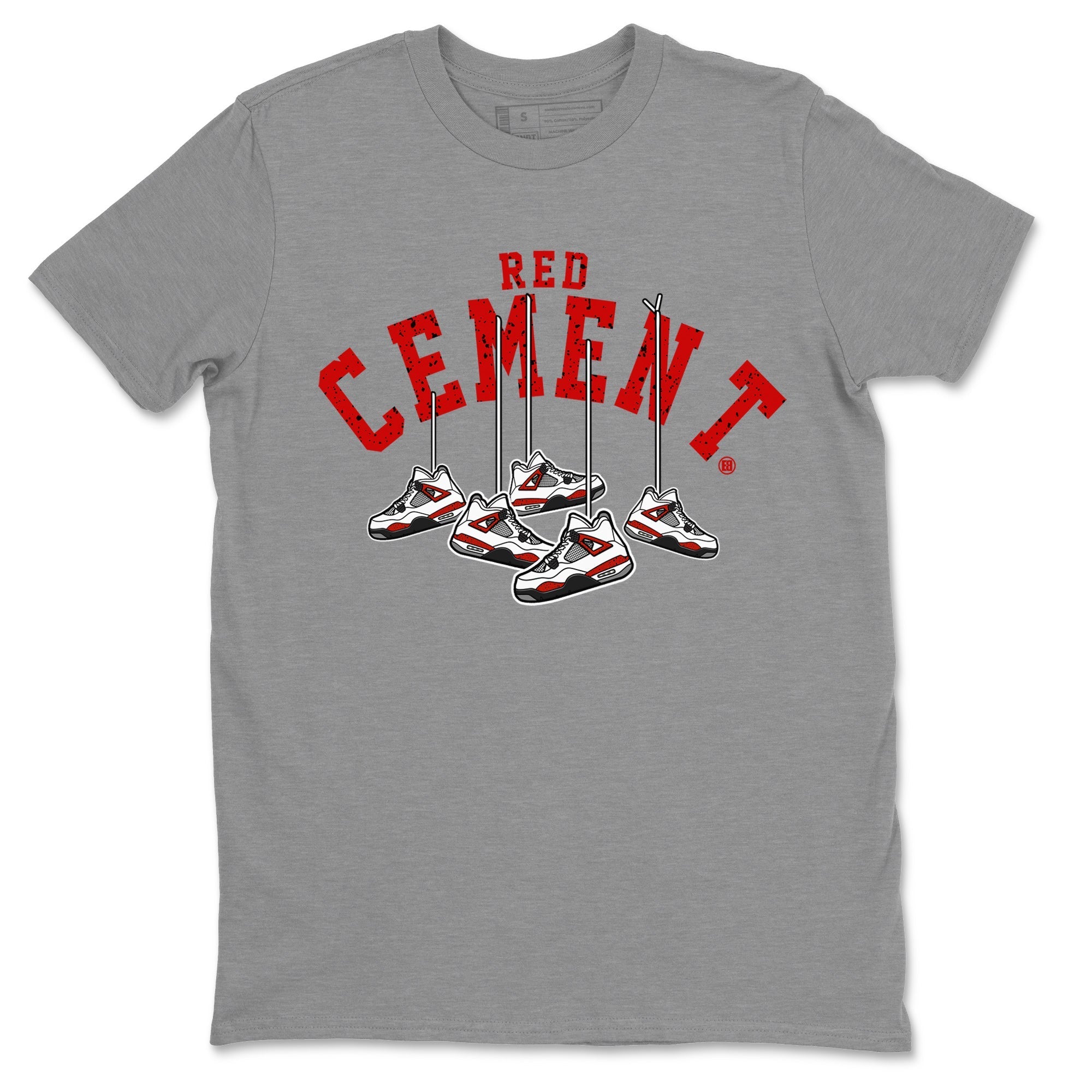 Air Jordan 4 Red Cement Sneaker Match Tees Cherry Hanging Sneakers Streetwear Sneaker Shirt Air Jordan 4 Red Cement Sneaker Release Tees Unisex Shirts Heather Grey 2