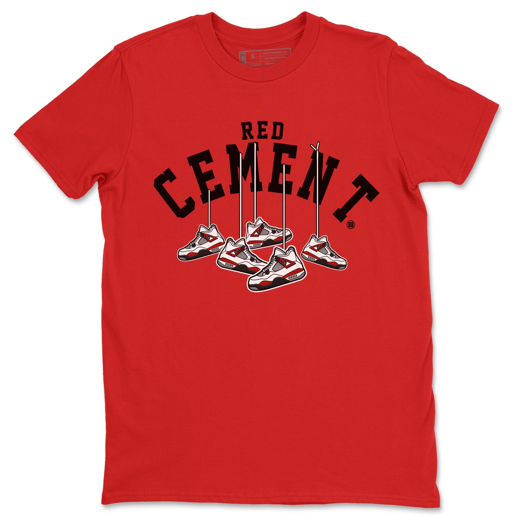 Air Jordan 4 Red Cement Sneaker Match Tees Cherry Hanging Sneakers Streetwear Sneaker Shirt Air Jordan 4 Red Cement Sneaker Release Tees Unisex Shirts Red 2