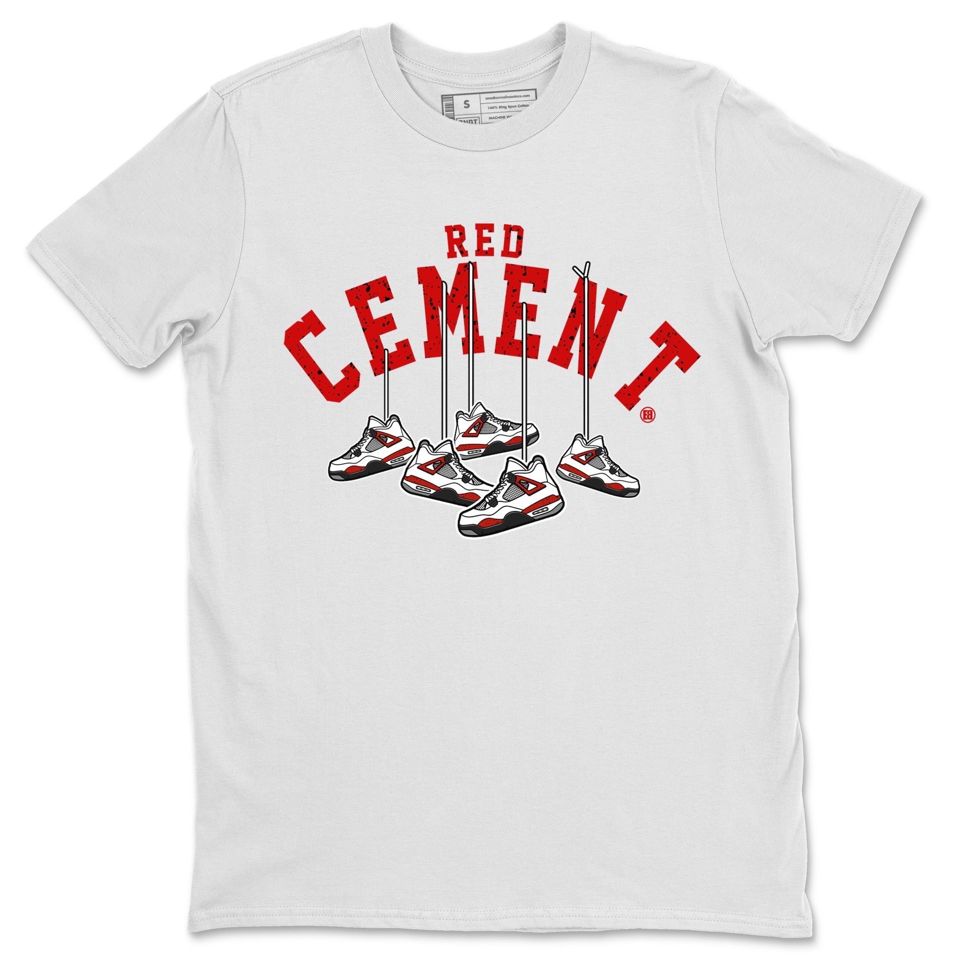 Air Jordan 4 Red Cement Sneaker Match Tees Cherry Hanging Sneakers Streetwear Sneaker Shirt Air Jordan 4 Red Cement Sneaker Release Tees Unisex Shirts White 2