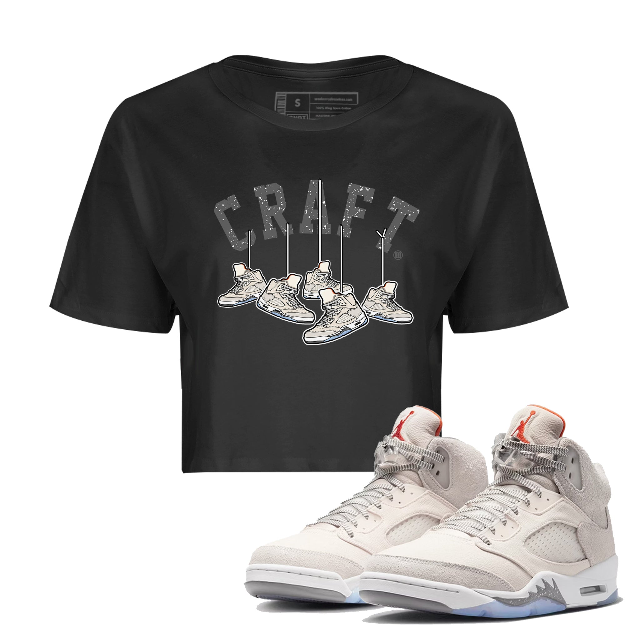 Air Jordan 5 Craft Sneaker Match Tees Hanging Sneakers Streetwear Sneaker Shirt 5s Craft Shirt Women's Shirts Black 1