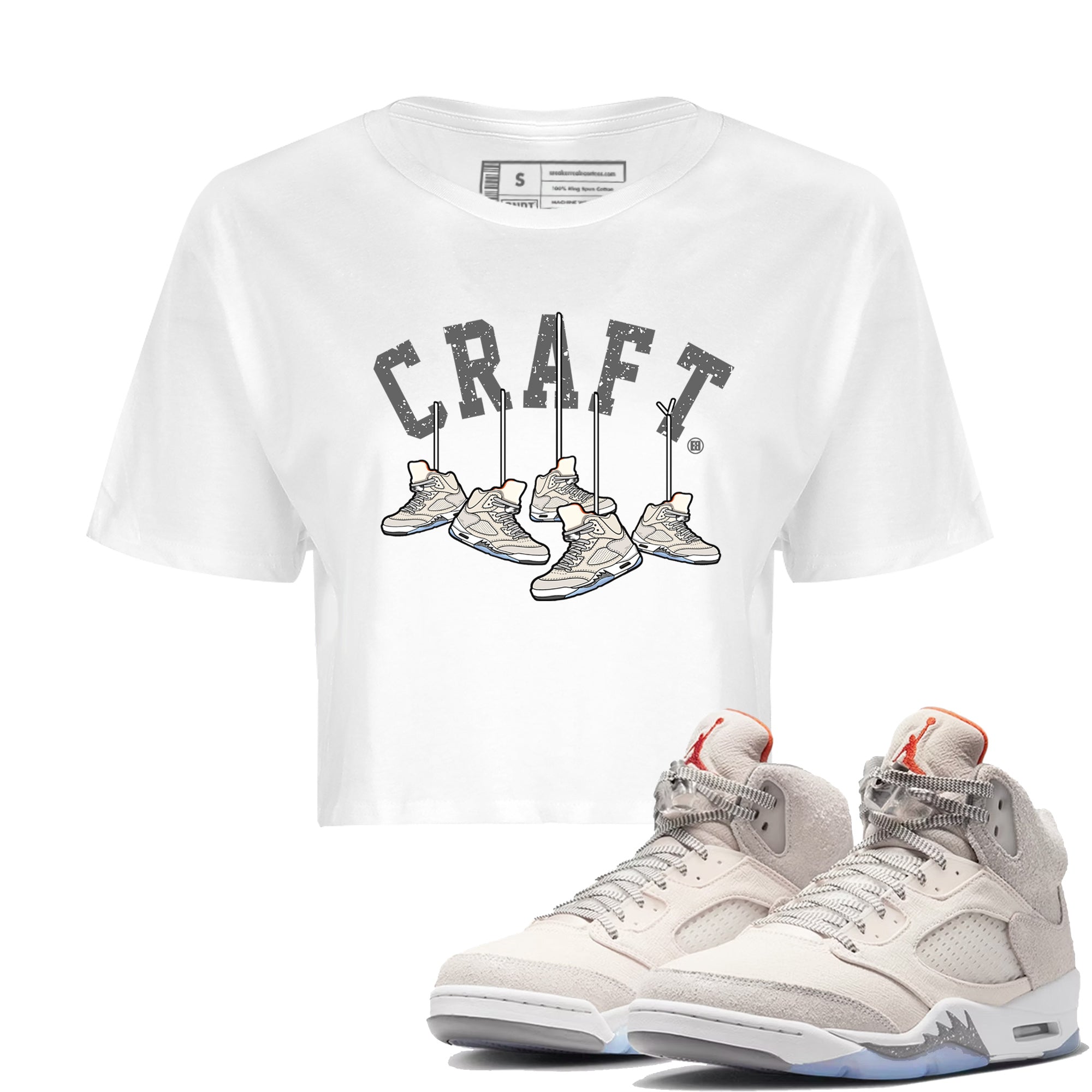 Air Jordan 5 Craft Sneaker Match Tees Hanging Sneakers Streetwear Sneaker Shirt 5s Craft Shirt Women's Shirts White 1