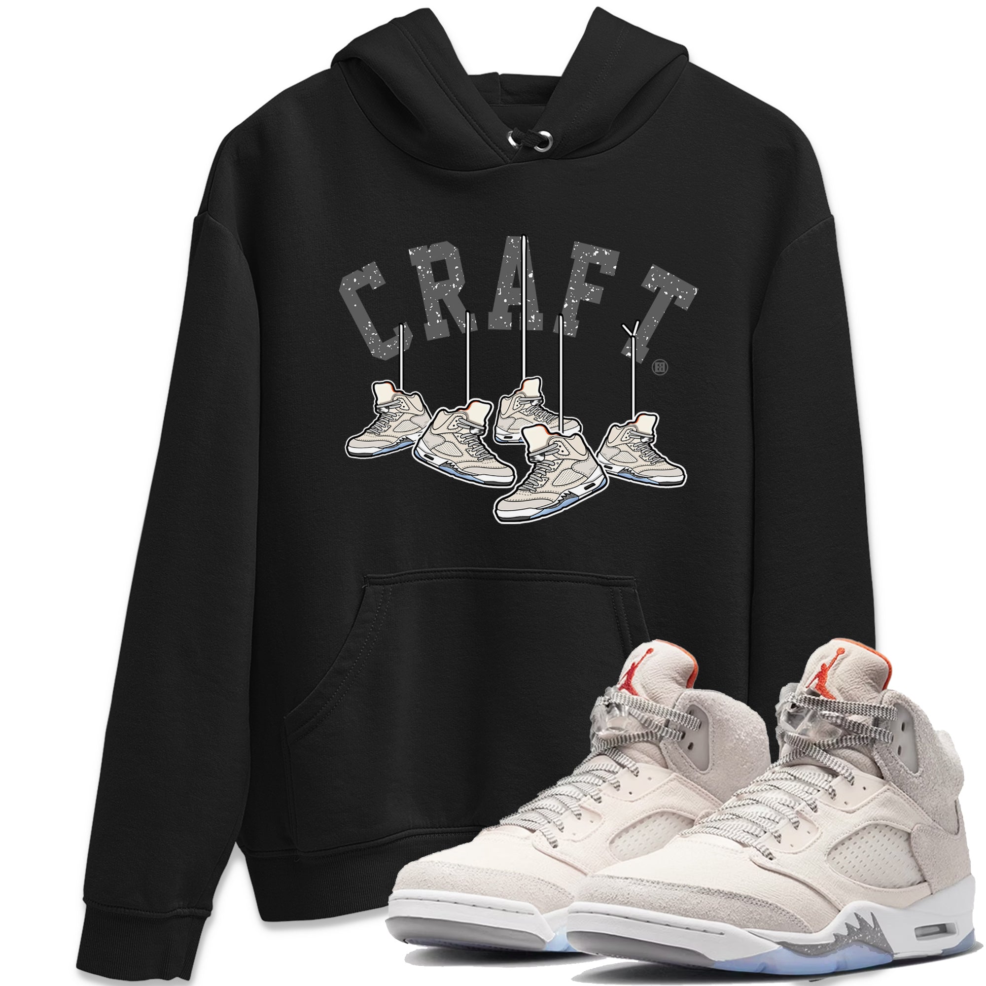 Air Jordan 5 Craft Sneaker Match Tees Hanging Sneakers Streetwear Sneaker Shirt 5s Craft Shirt Unisex Shirts Black 1