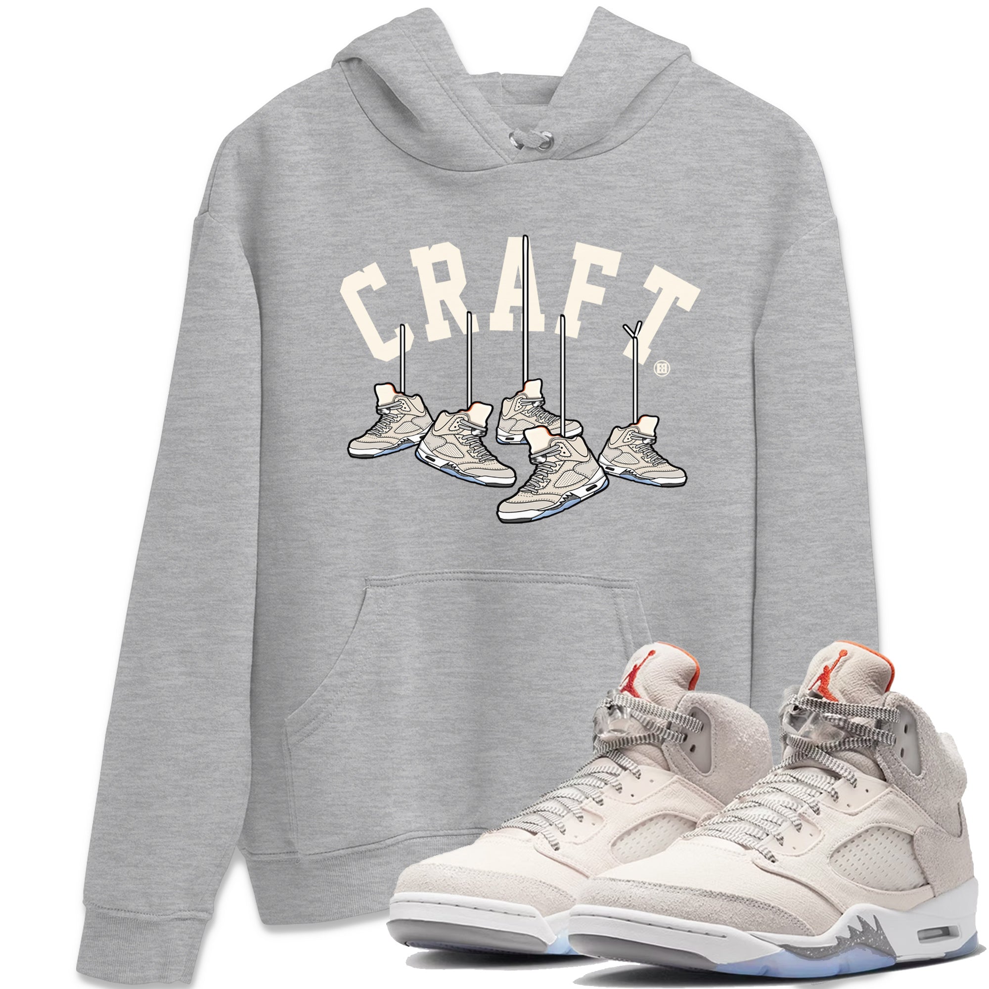 Air Jordan 5 Craft Sneaker Match Tees Hanging Sneakers Streetwear Sneaker Shirt 5s Craft Shirt Unisex Shirts Heather Grey 1