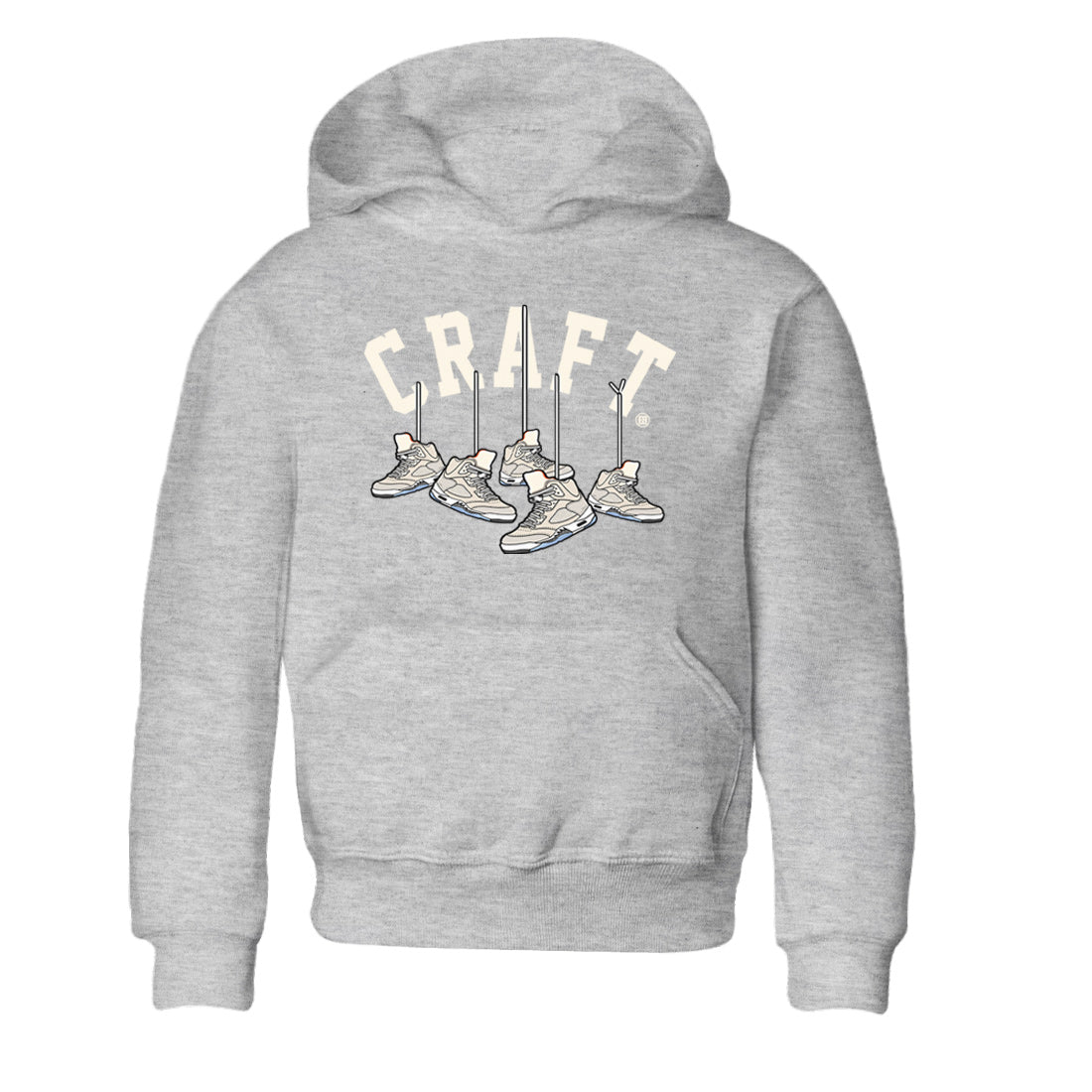 Air Jordan 5 Craft Sneaker Match Tees Hanging Sneakers Streetwear Sneaker Shirt 5s Craft Shirt Kids Shirts Heather Grey 2