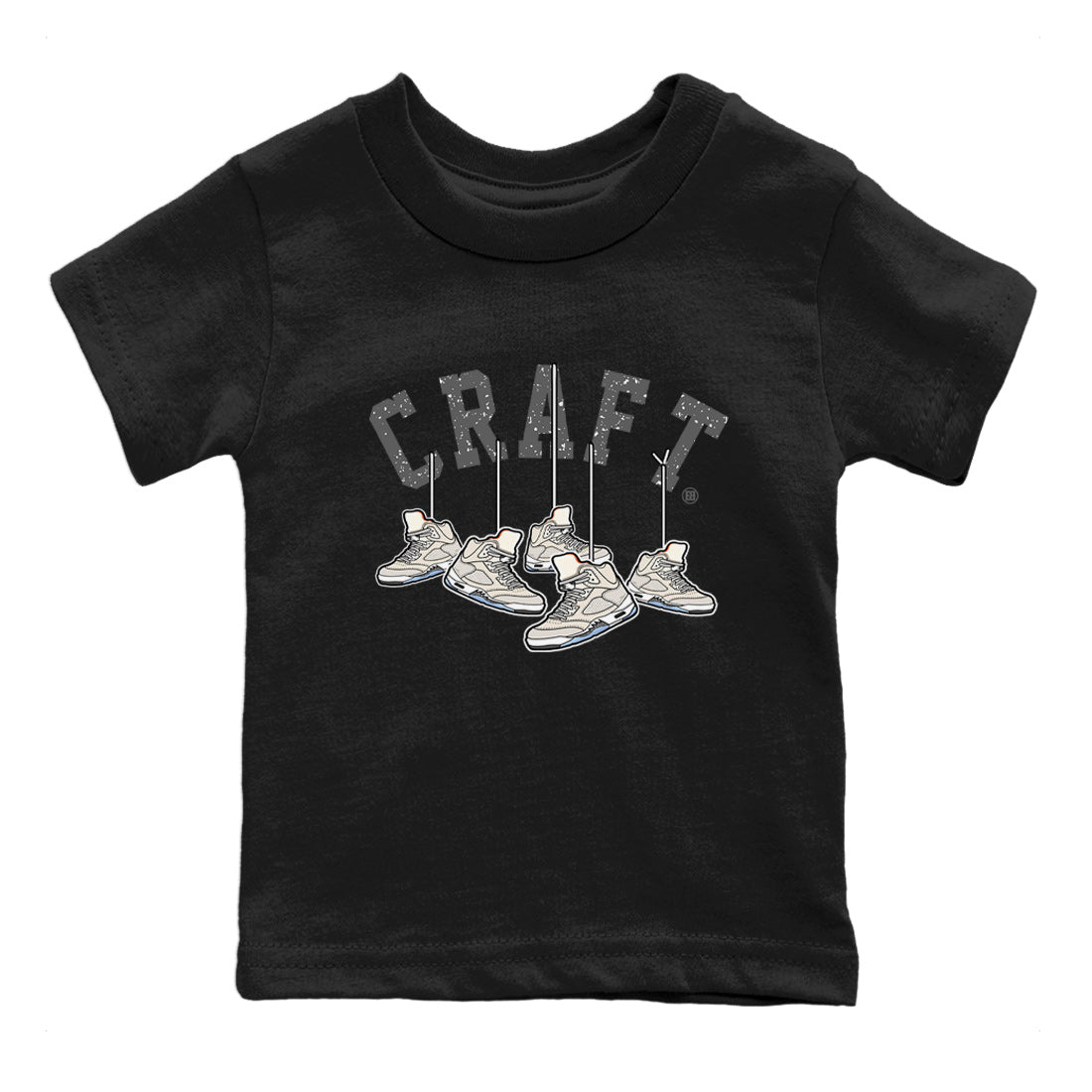 Air Jordan 5 Craft Sneaker Match Tees Hanging Sneakers Streetwear Sneaker Shirt 5s Craft Shirt Kids Shirts Black 2