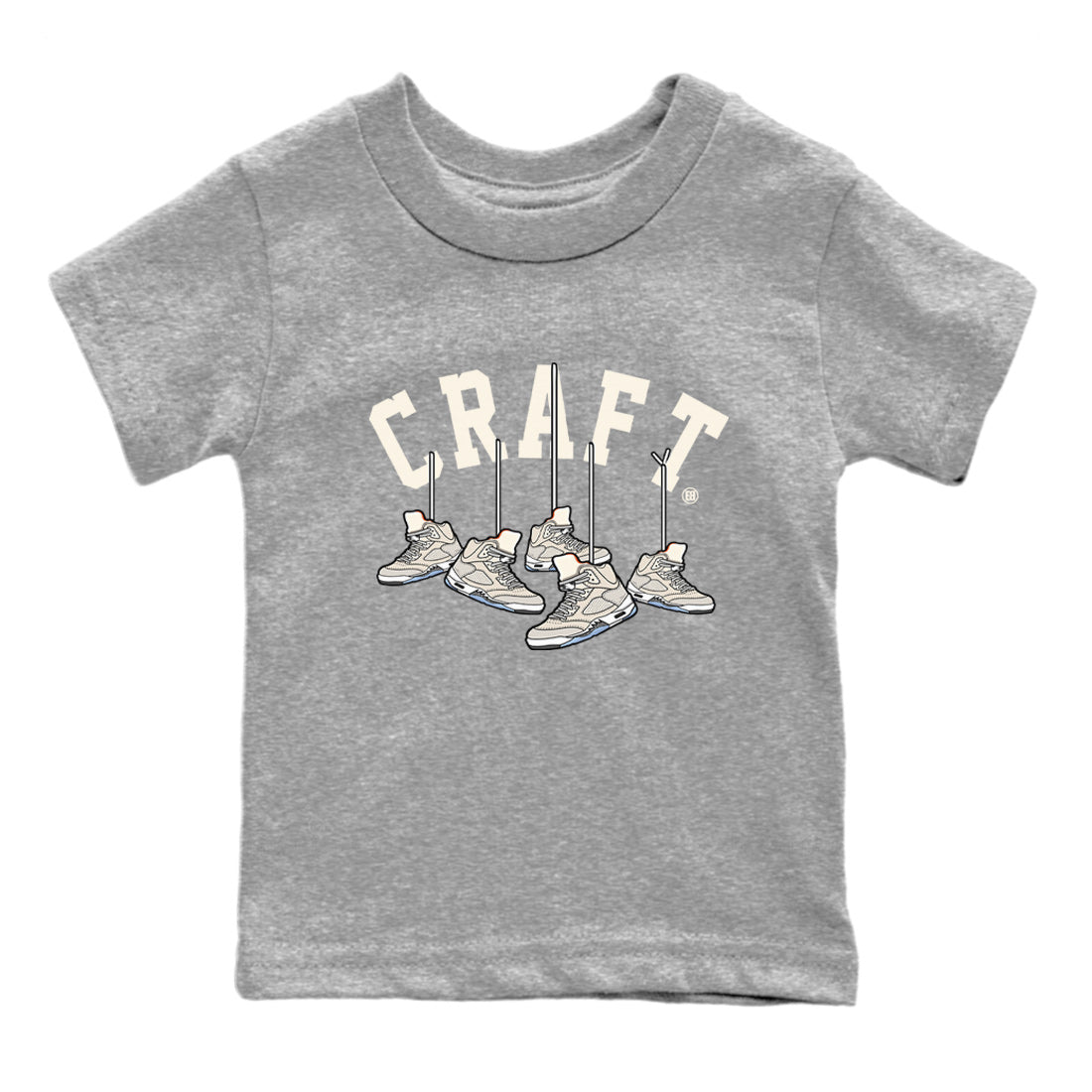 Air Jordan 5 Craft Sneaker Match Tees Hanging Sneakers Streetwear Sneaker Shirt 5s Craft Shirt Kids Shirts Heather Grey 2