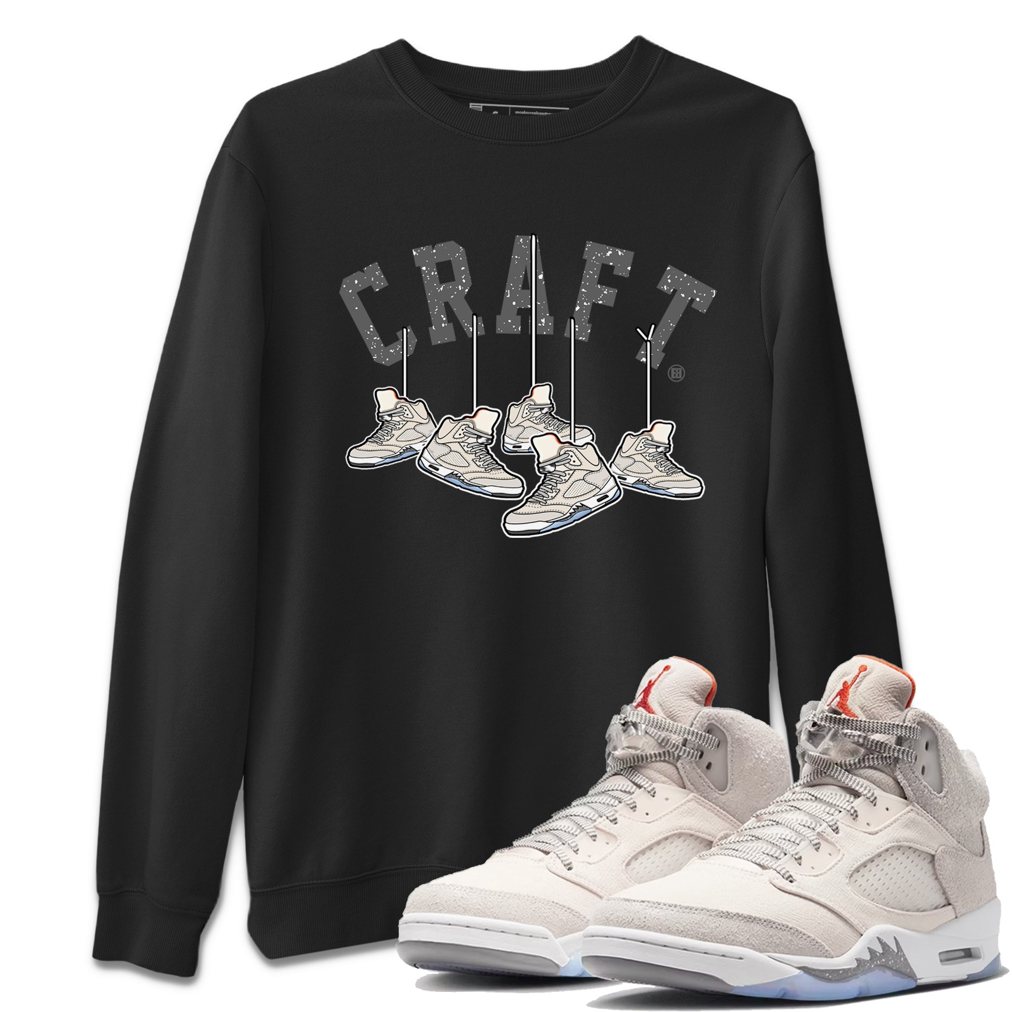 Air Jordan 5 Craft Sneaker Match Tees Hanging Sneakers Streetwear Sneaker Shirt 5s Craft Shirt Unisex Shirts Black 1