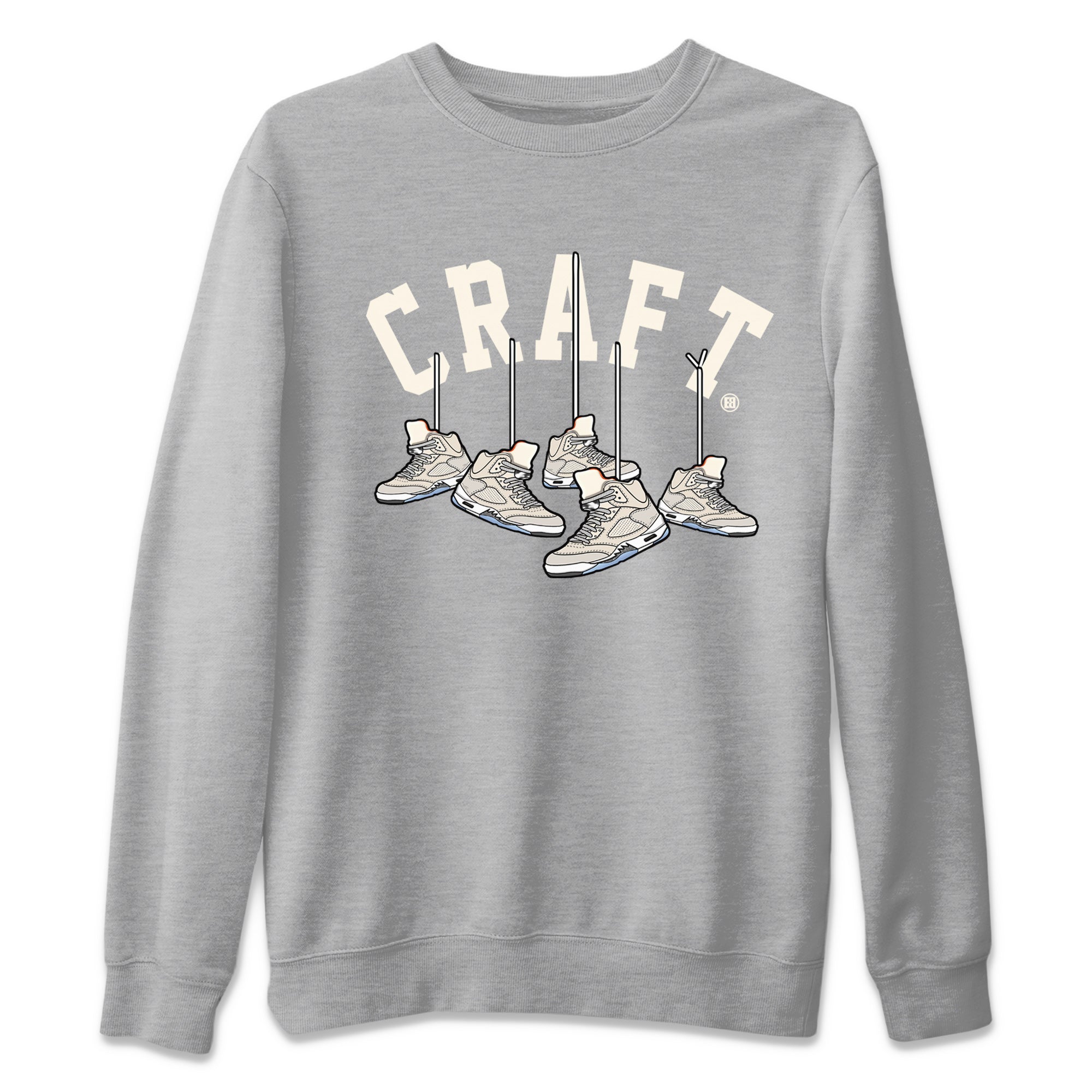 Air Jordan 5 Craft Sneaker Match Tees Hanging Sneakers Streetwear Sneaker Shirt 5s Craft Shirt Unisex Shirts Heather Grey 2