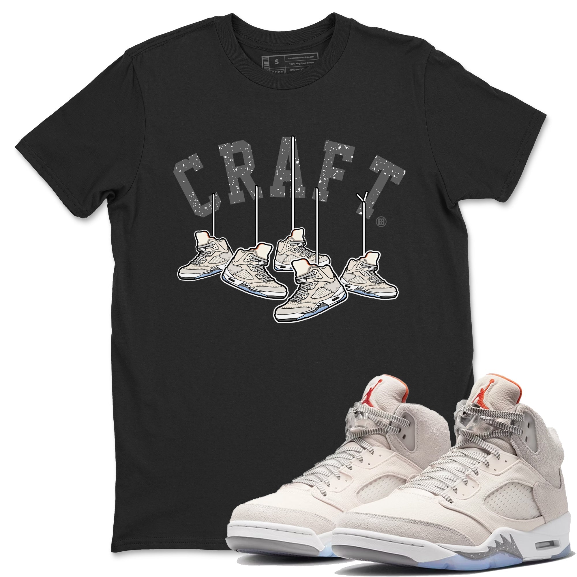 Air Jordan 5 Craft Sneaker Match Tees Hanging Sneakers Streetwear Sneaker Shirt 5s Craft Shirt Unisex Shirts Black 1