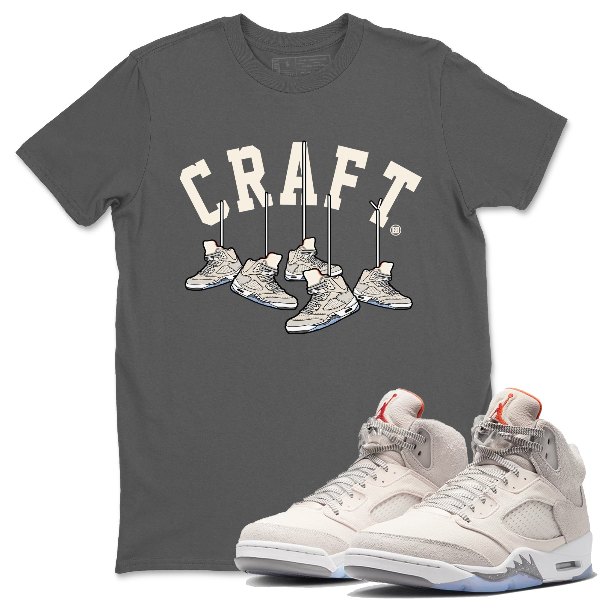 Air Jordan 5 Craft Sneaker Match Tees Hanging Sneakers Streetwear Sneaker Shirt 5s Craft Shirt Unisex Shirts Cool Grey 1