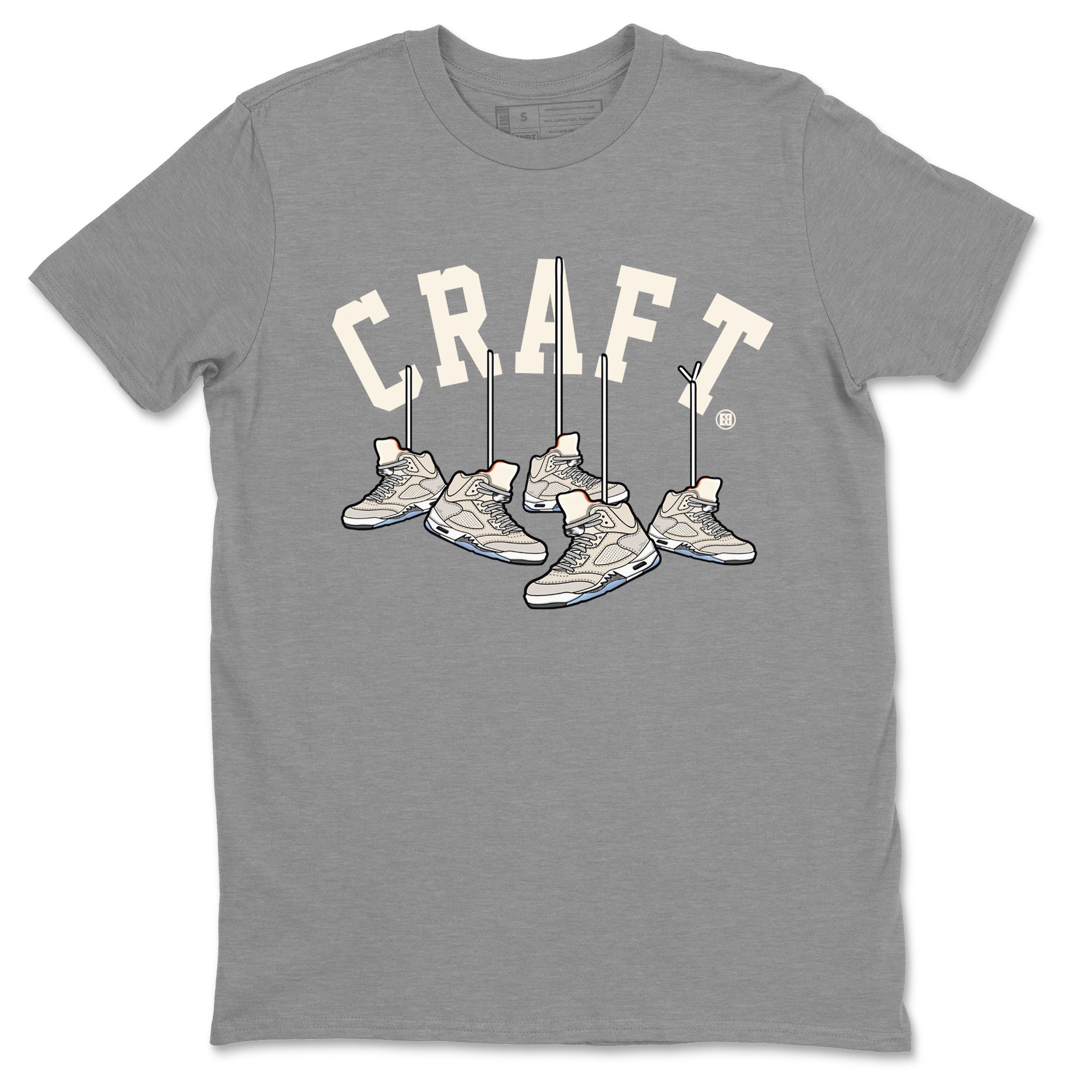 Air Jordan 5 Craft Sneaker Match Tees Hanging Sneakers Streetwear Sneaker Shirt 5s Craft Shirt Unisex Shirts Heather Grey 2