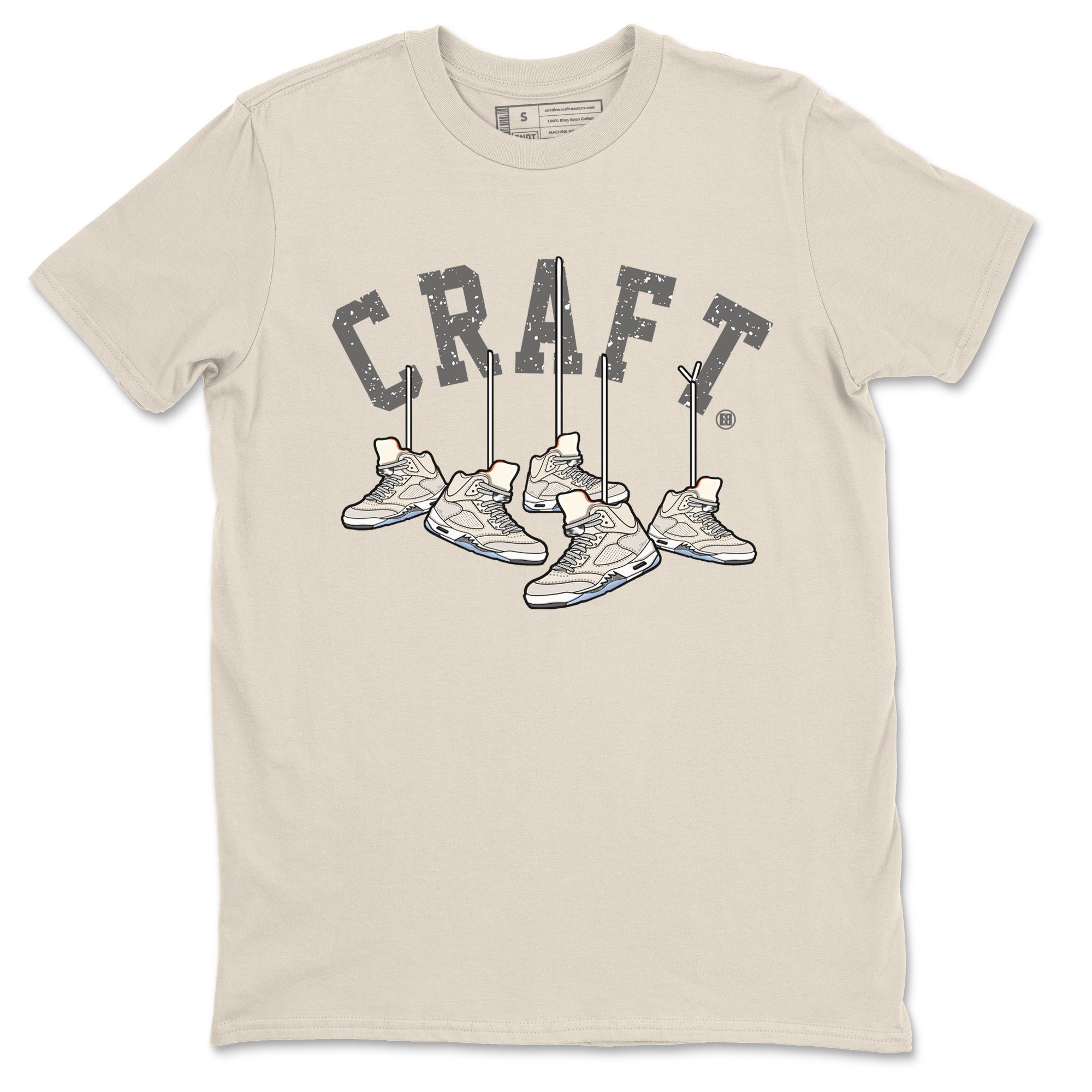 Air Jordan 5 Craft Sneaker Match Tees Hanging Sneakers Streetwear Sneaker Shirt 5s Craft Shirt Unisex Shirts Natural 2