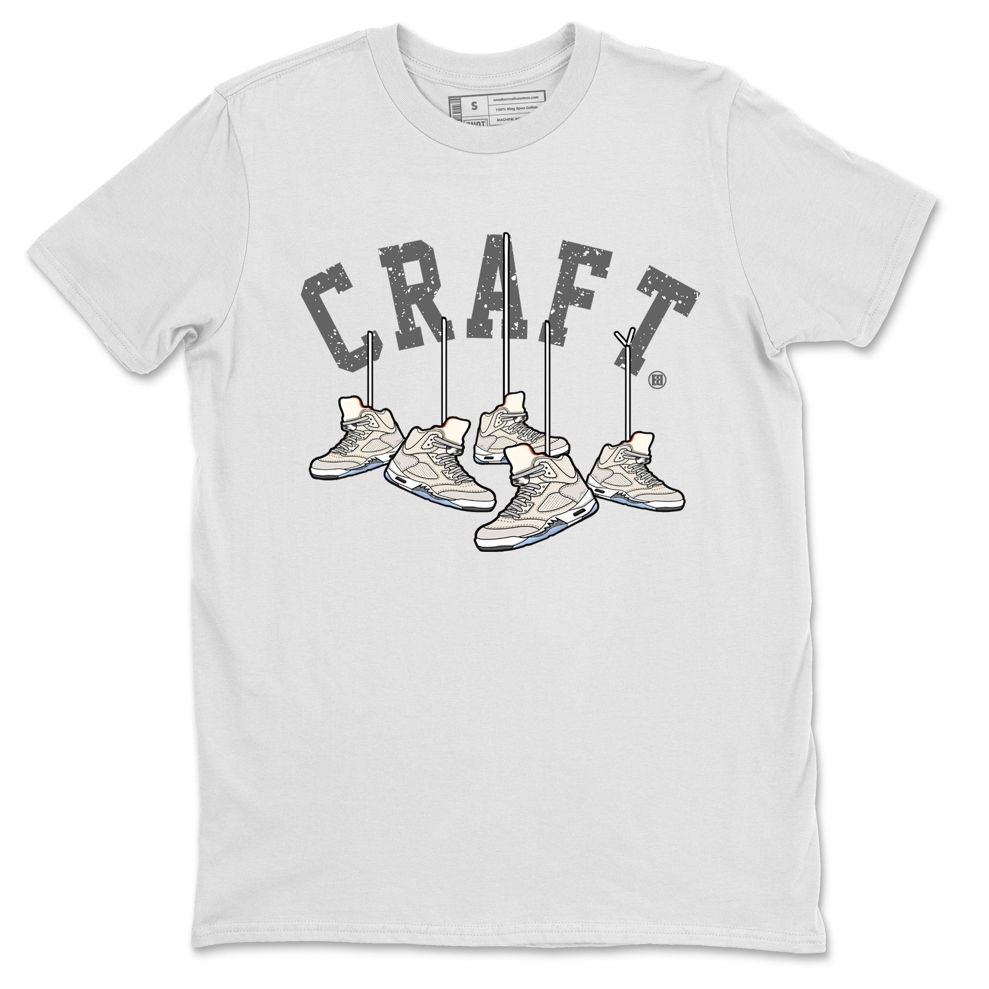 Air Jordan 5 Craft Sneaker Match Tees Hanging Sneakers Streetwear Sneaker Shirt 5s Craft Shirt Unisex Shirts White 2