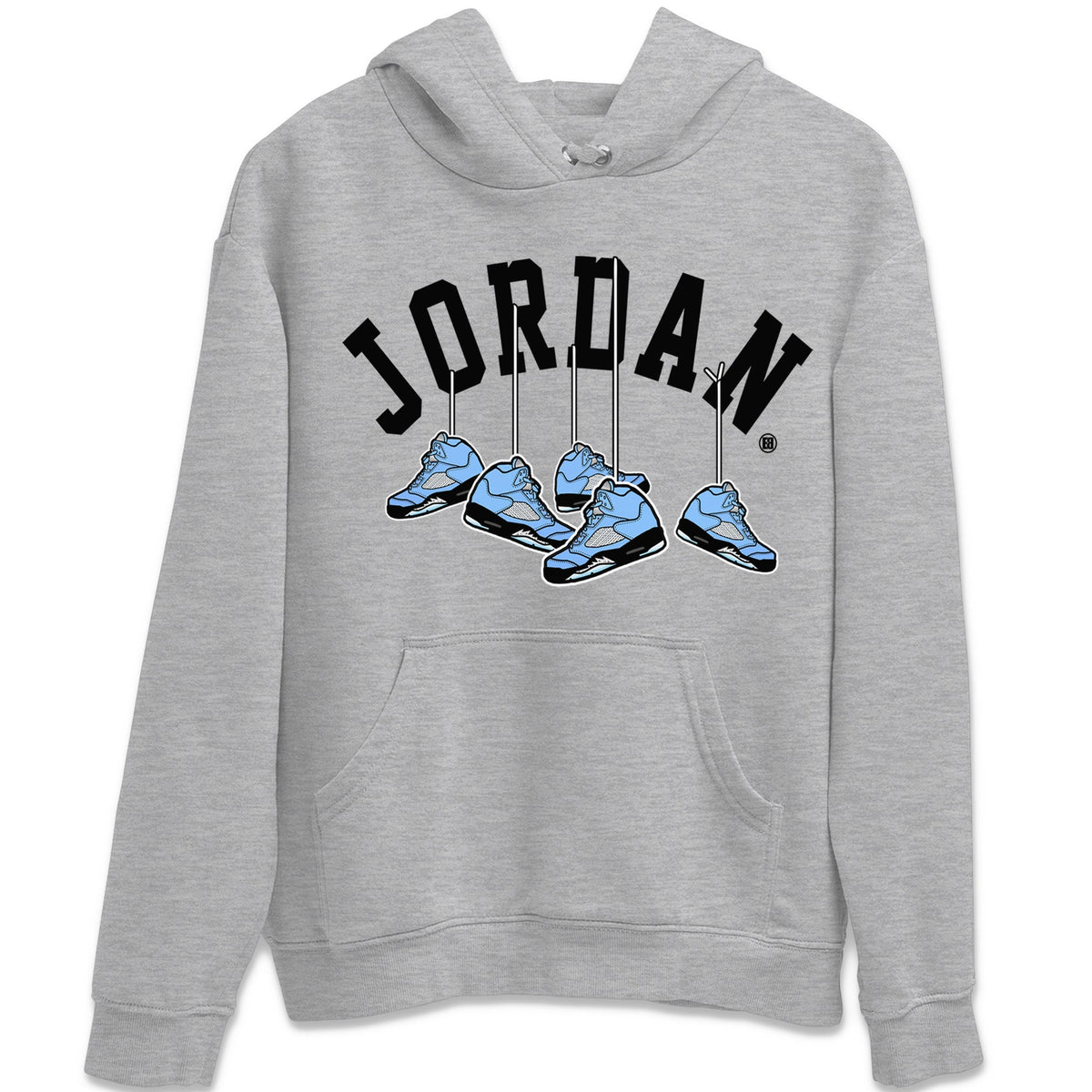 Jordan 5 UNC Sneaker Matching T-Shirt Hanging Sneakers Sneaker Tees Jordan 5 UNC Sneaker Release Tees Crew Neck Tees