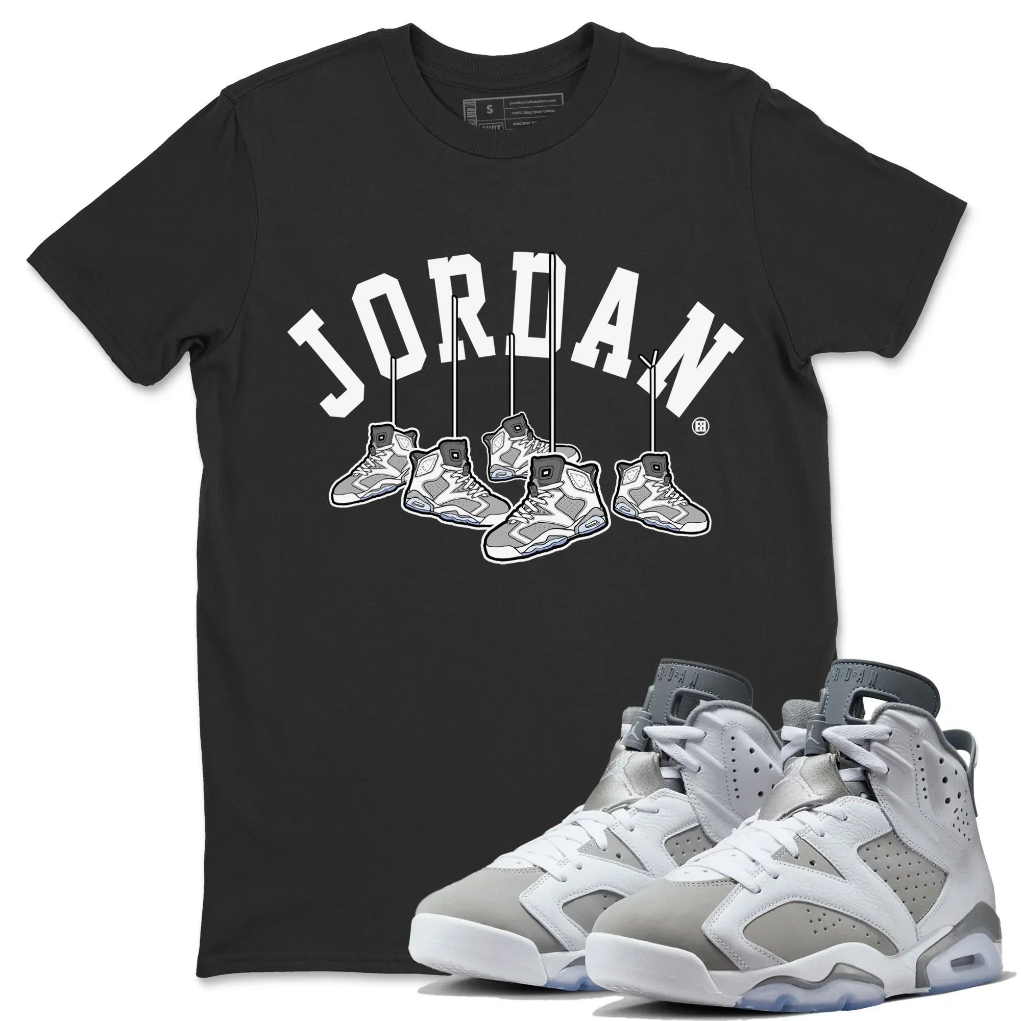 Hanging Sneakers Crew Neck T-Shirt - Air Jordan 6 Cool Grey