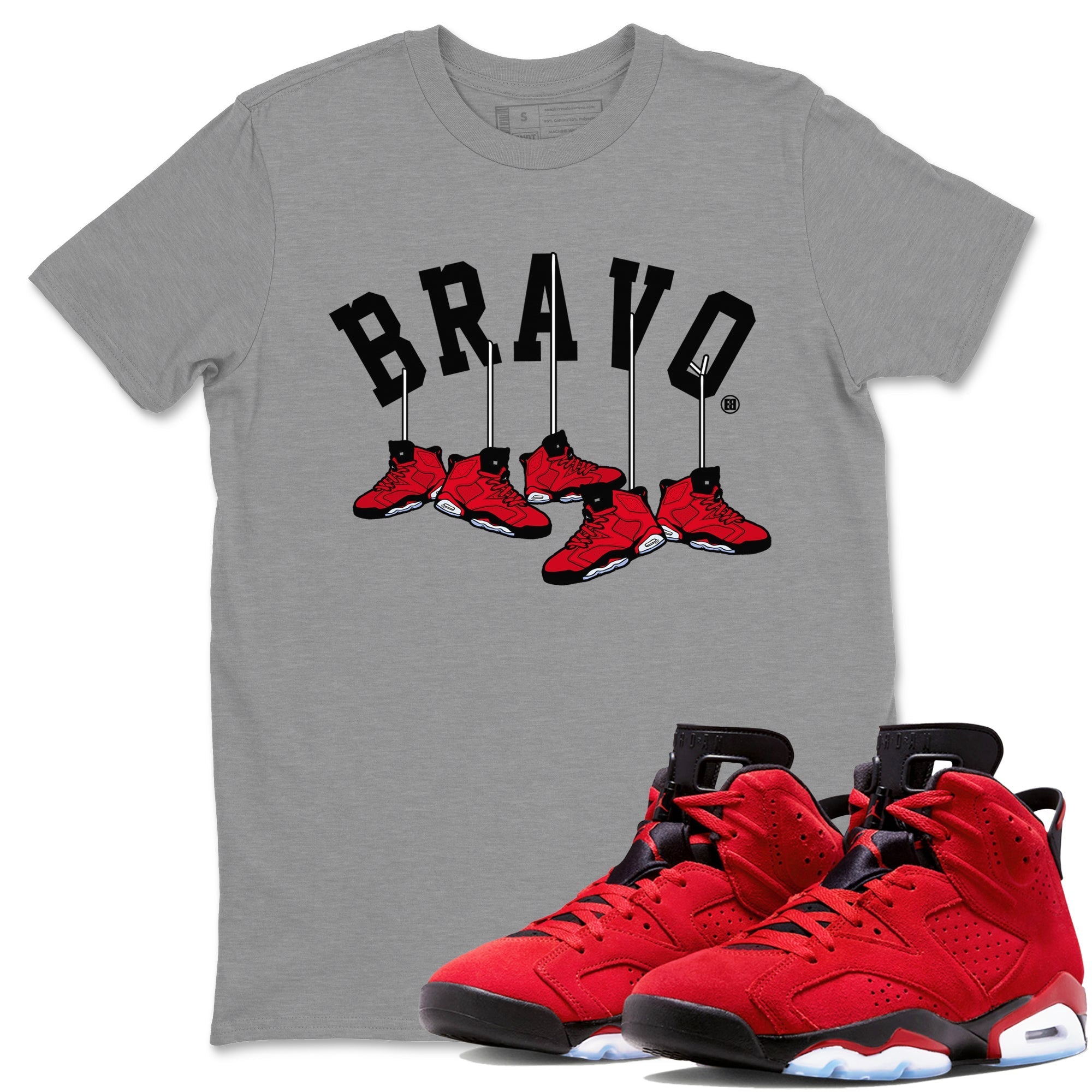 Air Jordan 6 Toro Bravo Sneaker Match Tees Hanging Sneakers t shirt Air Jordan 6 Toro Bravo Sneaker T-Shirt Unisex Shirts Heather Grey 1