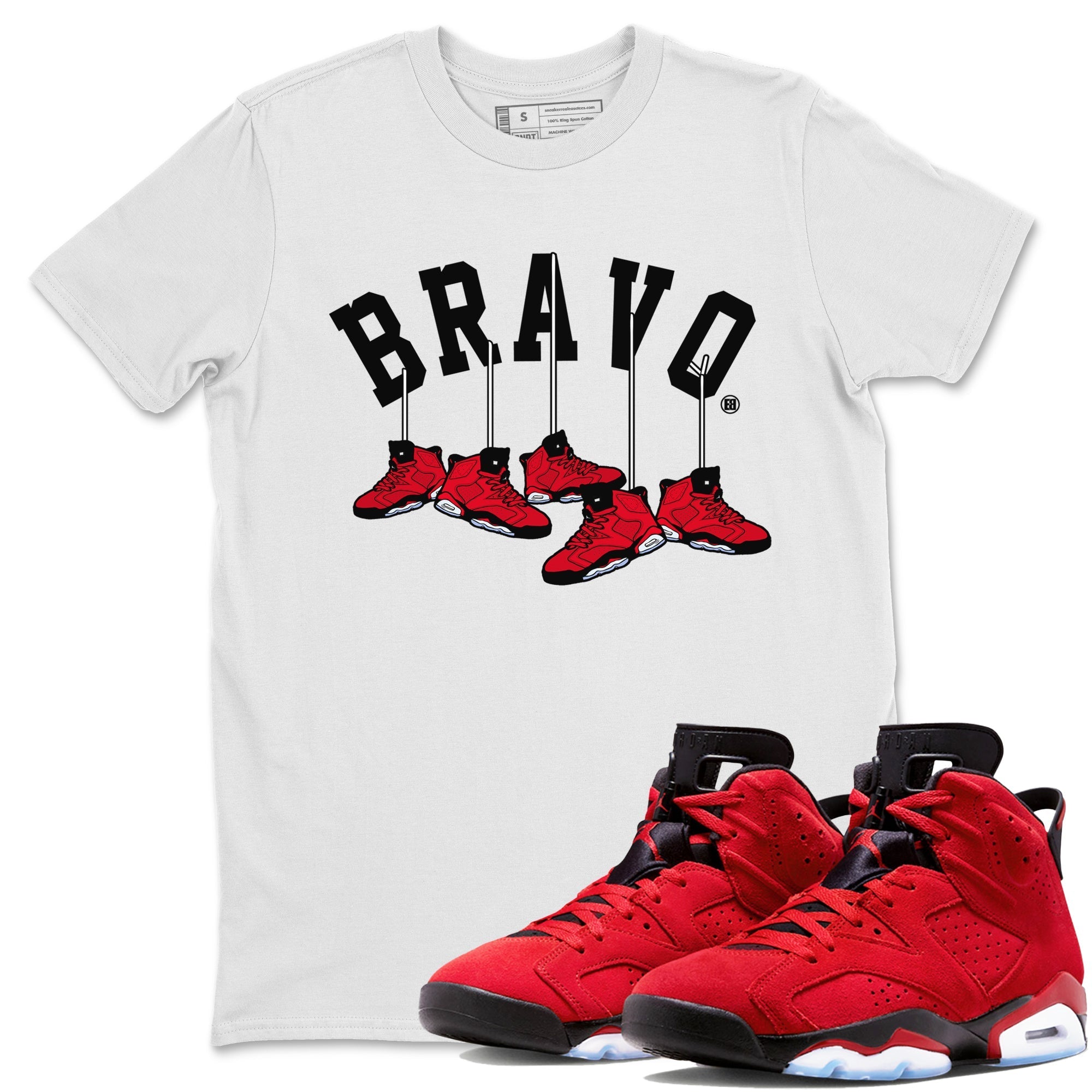 Air Jordan 6 Toro Bravo Sneaker Match Tees Hanging Sneakers t shirt Air Jordan 6 Toro Bravo Sneaker T-Shirt Unisex Shirts White 1