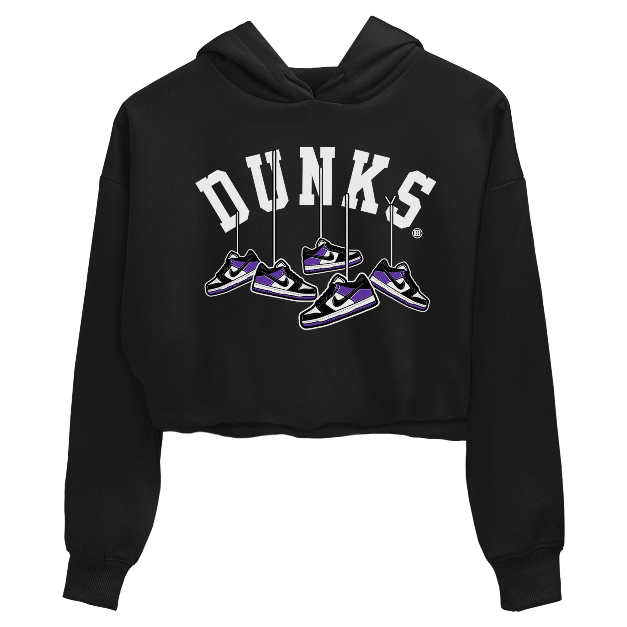 Nike SB Dunk Low Court Purple Shirt To Match Jordans Hanging Sneakers Streetwear Fashion Dunk Low Court Purple Drip Gear Zone Black 2 Women's Crop Tee