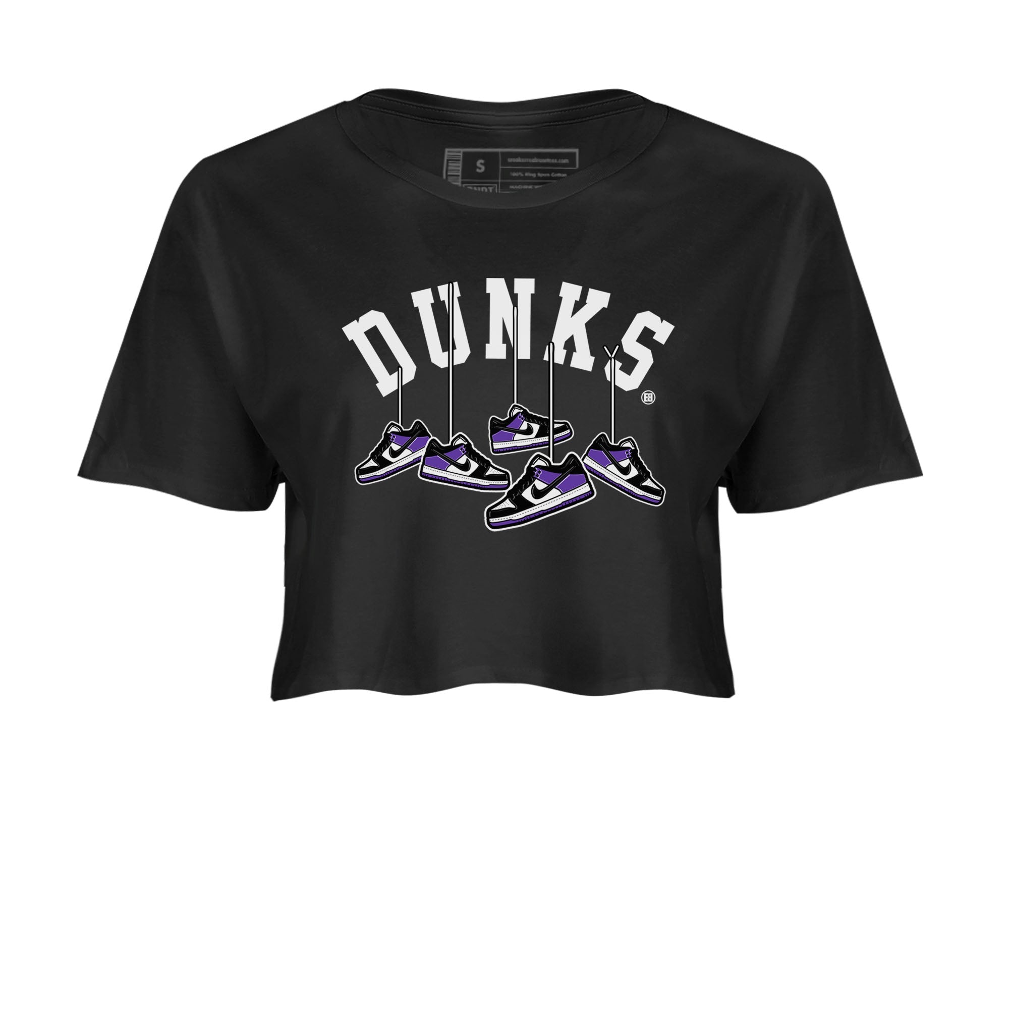 Nike SB Dunk Low Court Purple Shirt To Match Jordans Hanging Sneakers Streetwear Fashion Dunk Low Court Purple Drip Gear Zone Black 2 Women's Crop Tee