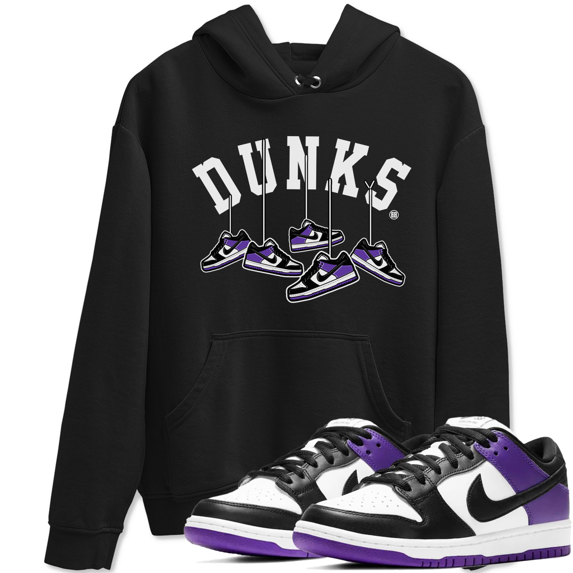 Nike SB Dunk Low Court Purple Shirt To Match Jordans Hanging Sneakers Streetwear Fashion Dunk Low Court Purple Drip Gear Zone unisex crew neck t-shirt Black 1 crew neck shirt