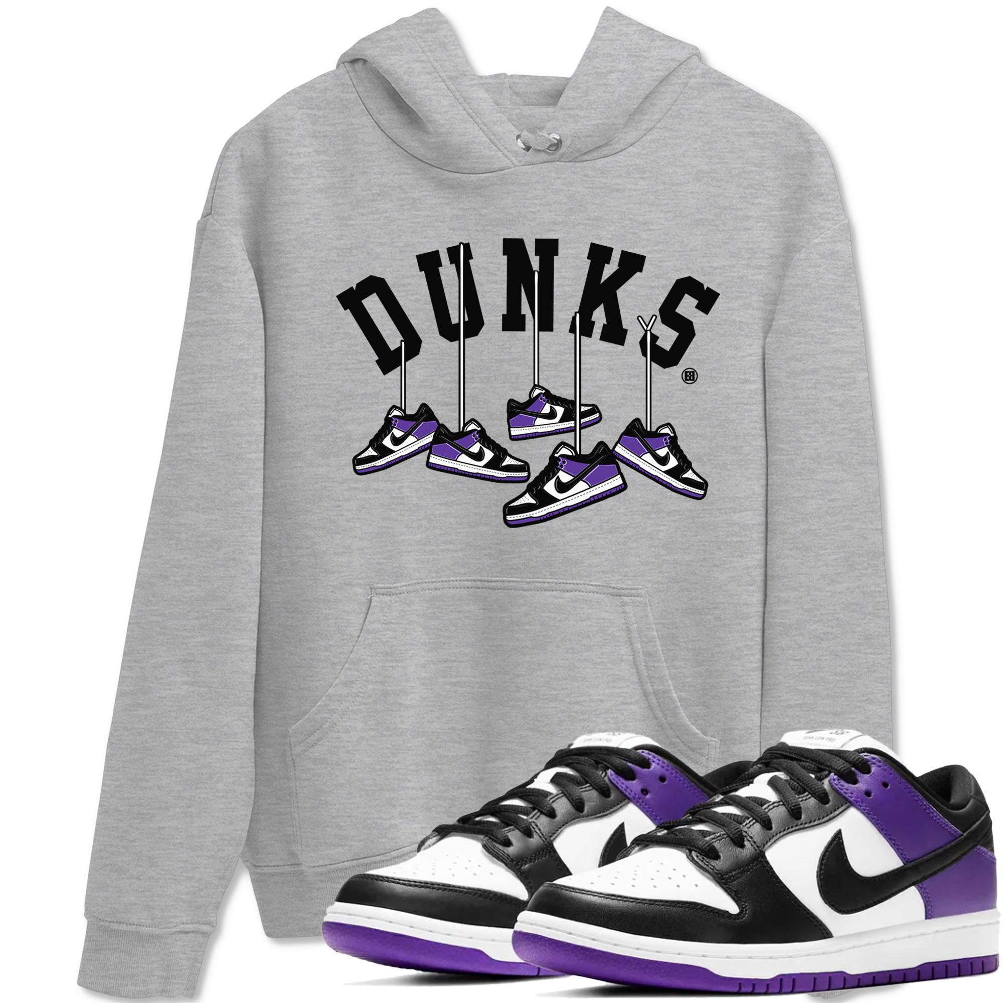 Nike SB Dunk Low Court Purple Shirt To Match Jordans Hanging Sneakers Streetwear Fashion Dunk Low Court Purple Drip Gear Zone unisex crew neck t-shirt Heather Grey 1 crew neck shirt