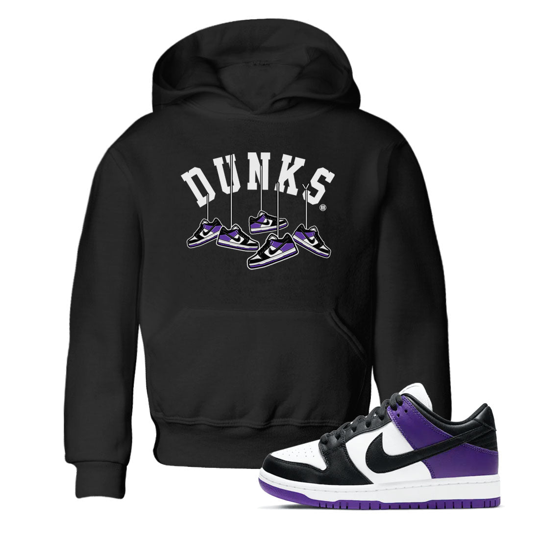 Nike SB Dunk Low Court Purple Shirt To Match Jordans Hanging Sneakers Streetwear Fashion Dunk Low Court Purple Drip Gear Zone baby toddler Black 1 cotton Shirt