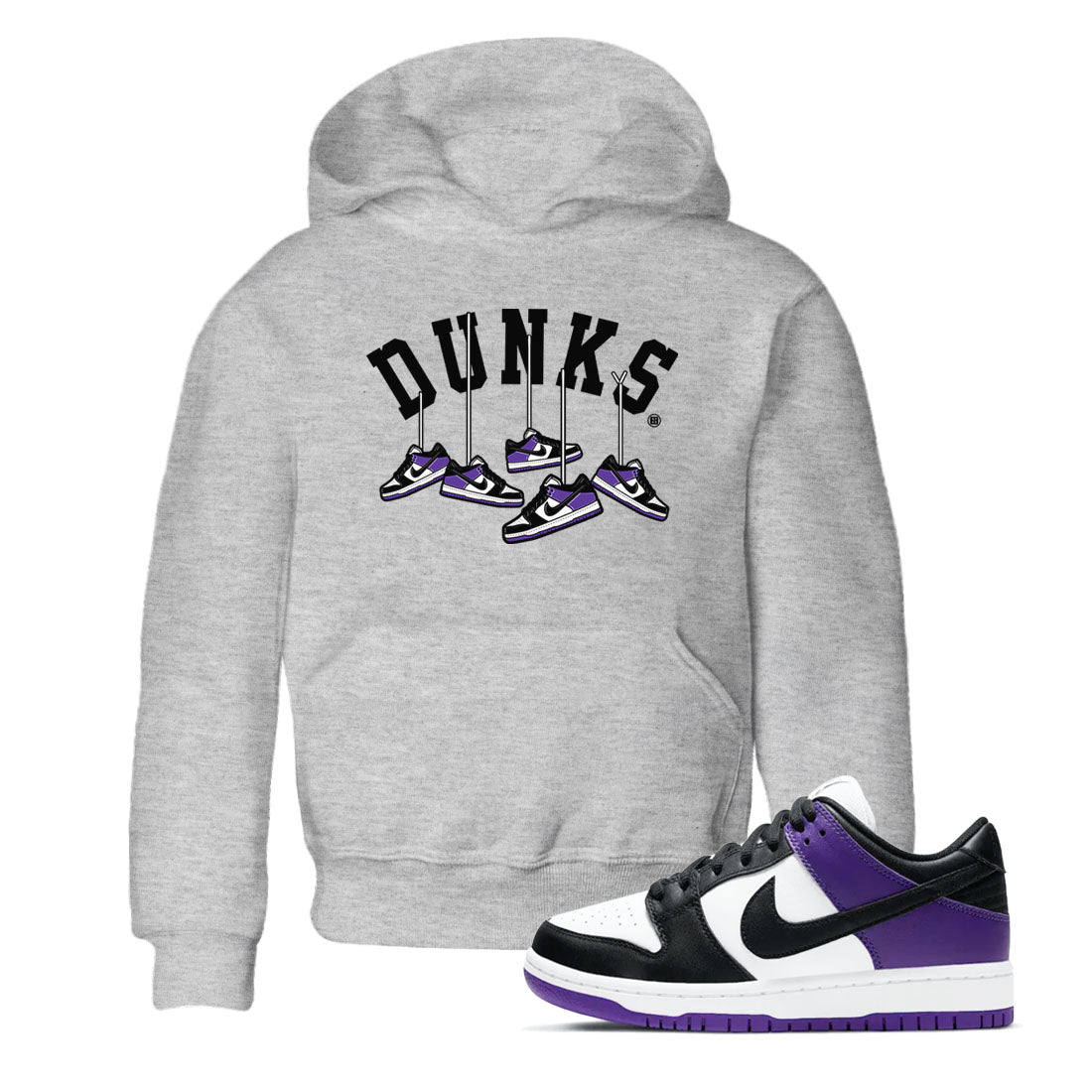 Nike SB Dunk Low Court Purple Shirt To Match Jordans Hanging Sneakers Streetwear Fashion Dunk Low Court Purple Drip Gear Zone baby toddler Heather Grey 1 cotton Shirt