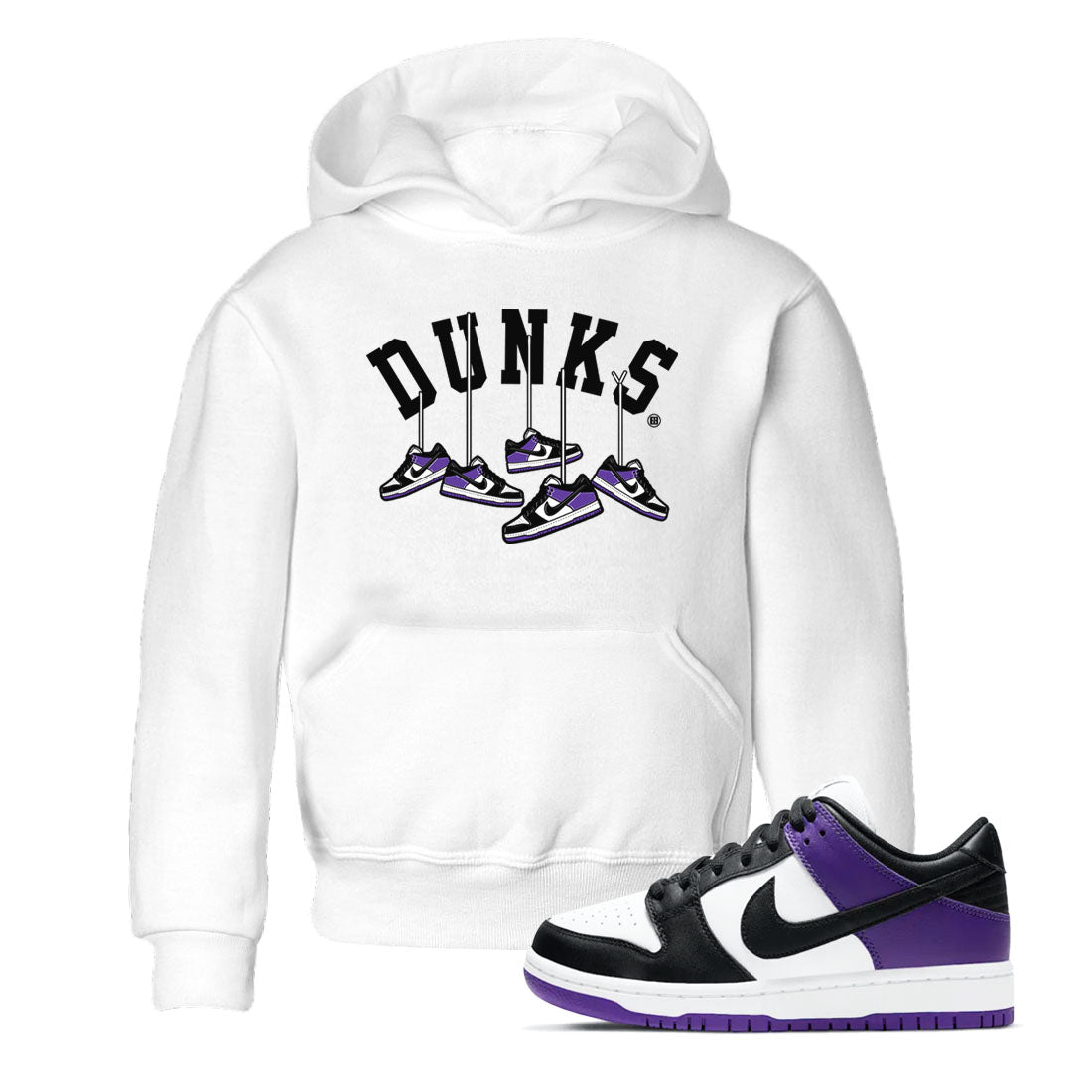 Nike SB Dunk Low Court Purple Shirt To Match Jordans Hanging Sneakers Streetwear Fashion Dunk Low Court Purple Drip Gear Zone baby toddler White 1 cotton Shirt