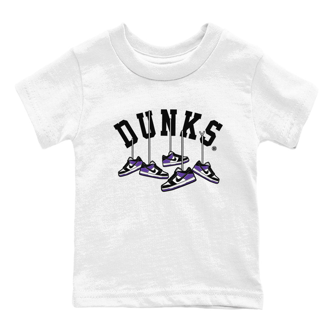 Nike SB Dunk Low Court Purple Shirt To Match Jordans Hanging Sneakers Streetwear Fashion Dunk Low Court Purple Drip Gear Zone baby toddler White 2 cotton Shirt